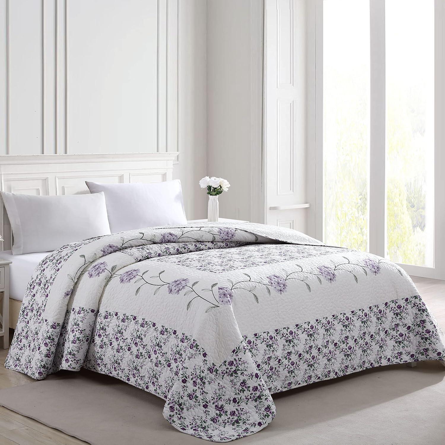 Beatrice Home Fashions Nature and Floral Lavender Polyester Bedspread, Twin