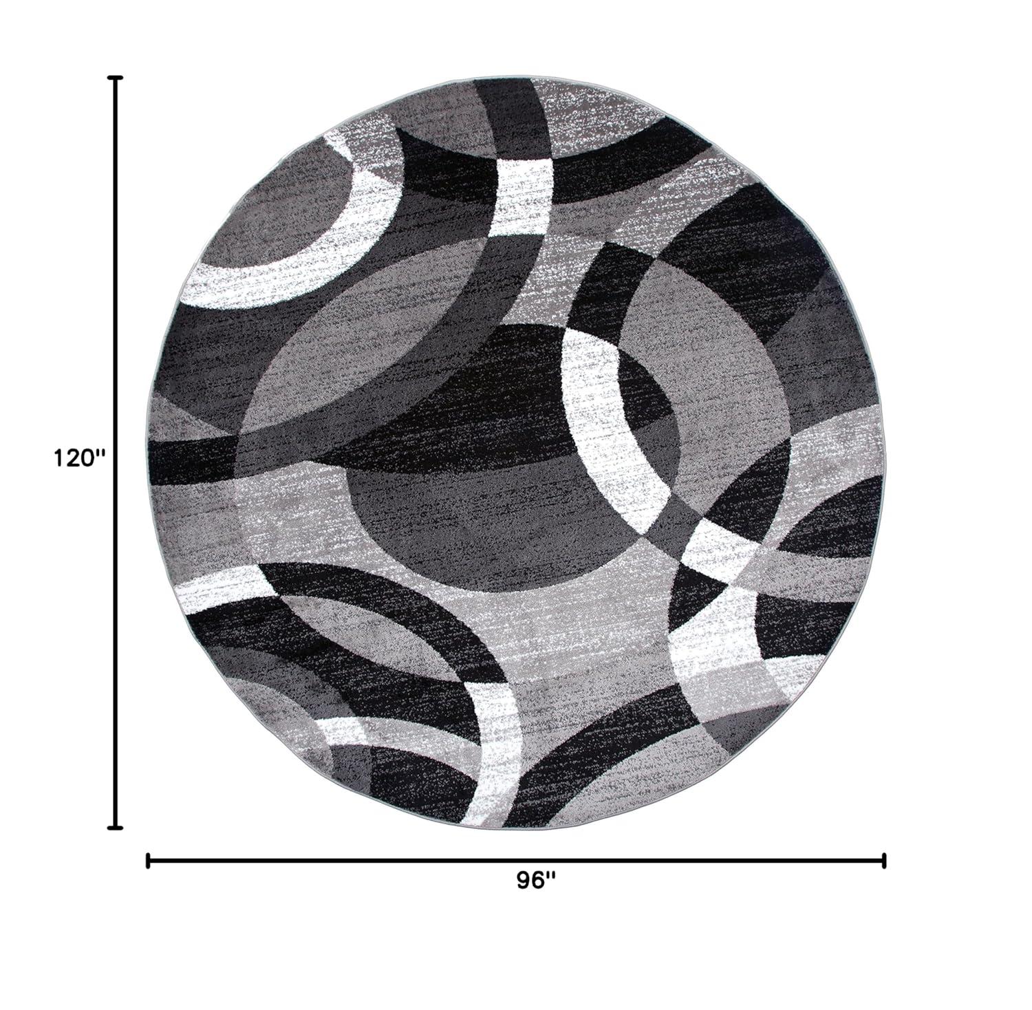 World Rug Gallery Geometric Circles Gray 6'6" Round Rug