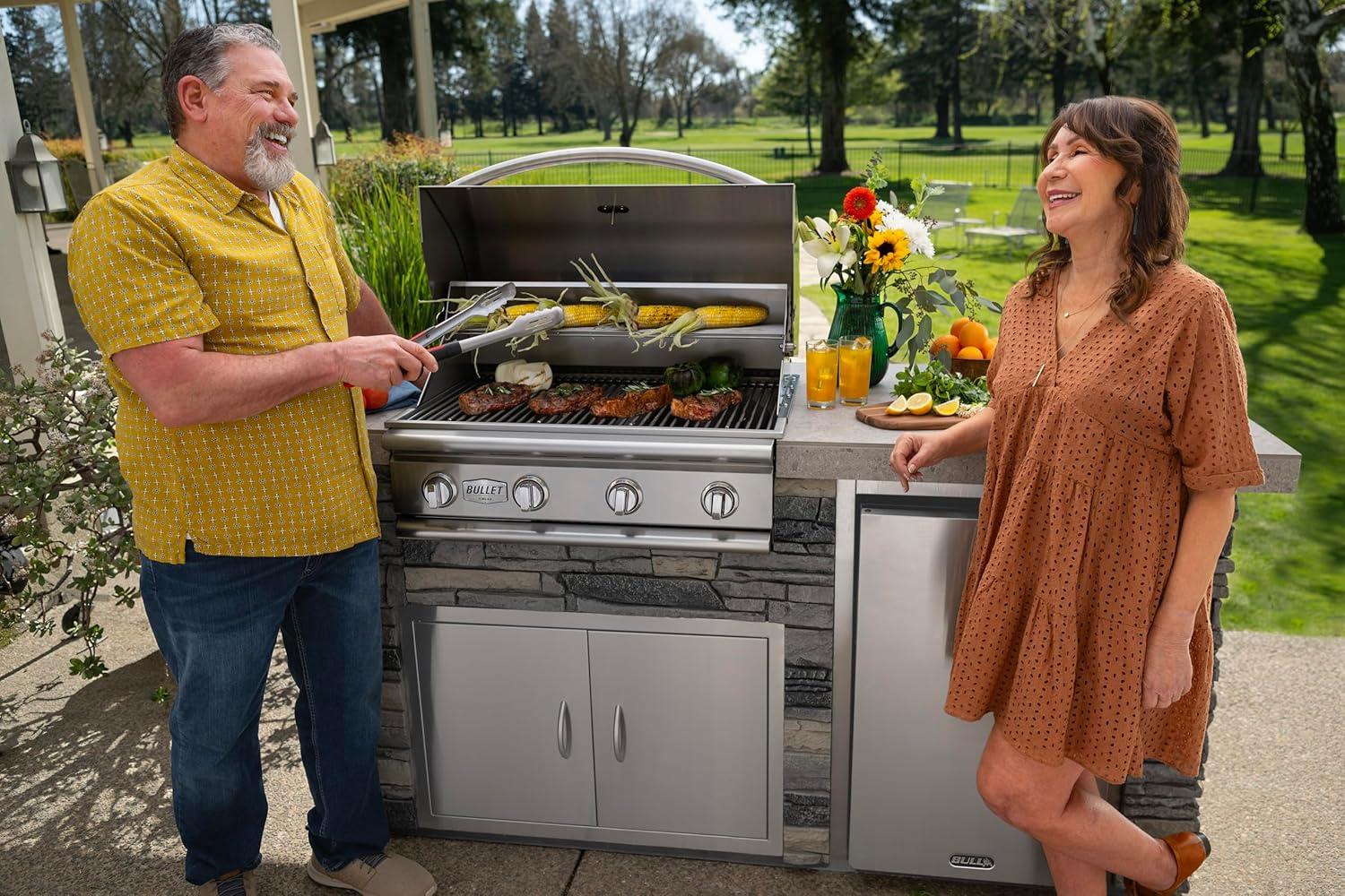 Bullet by Bull Classic Single Side Burner Stainless Steel Drop In for Outdoor Kitchen BBQ Island Liquid Propane