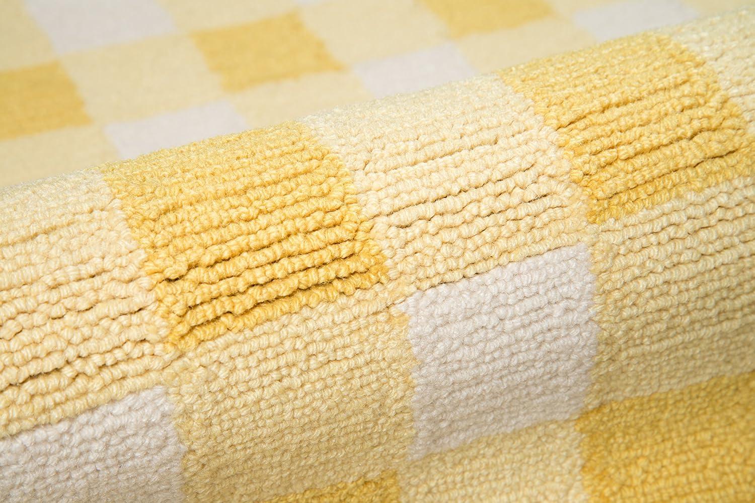 Gingham Rug - Yellow - (2'x3') - Momeni: Handmade Tufted Accent, Low Pile, Indoor Use, Classic Gingham Check Pattern