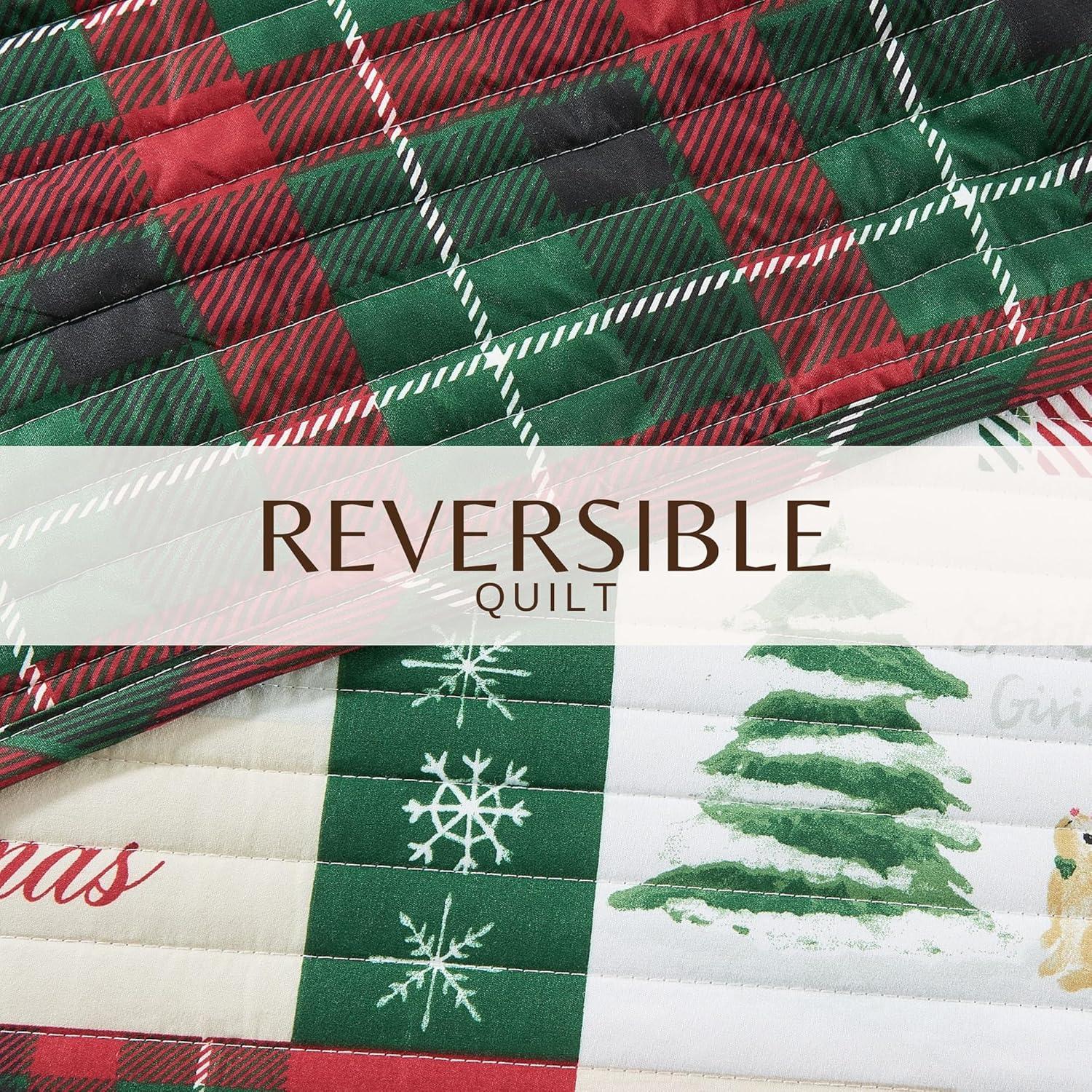 Cheerful Holiday Reversible Quilt Set with Shams - Great Bay Home (Twin / Twin XL, Holiday Patchwork)