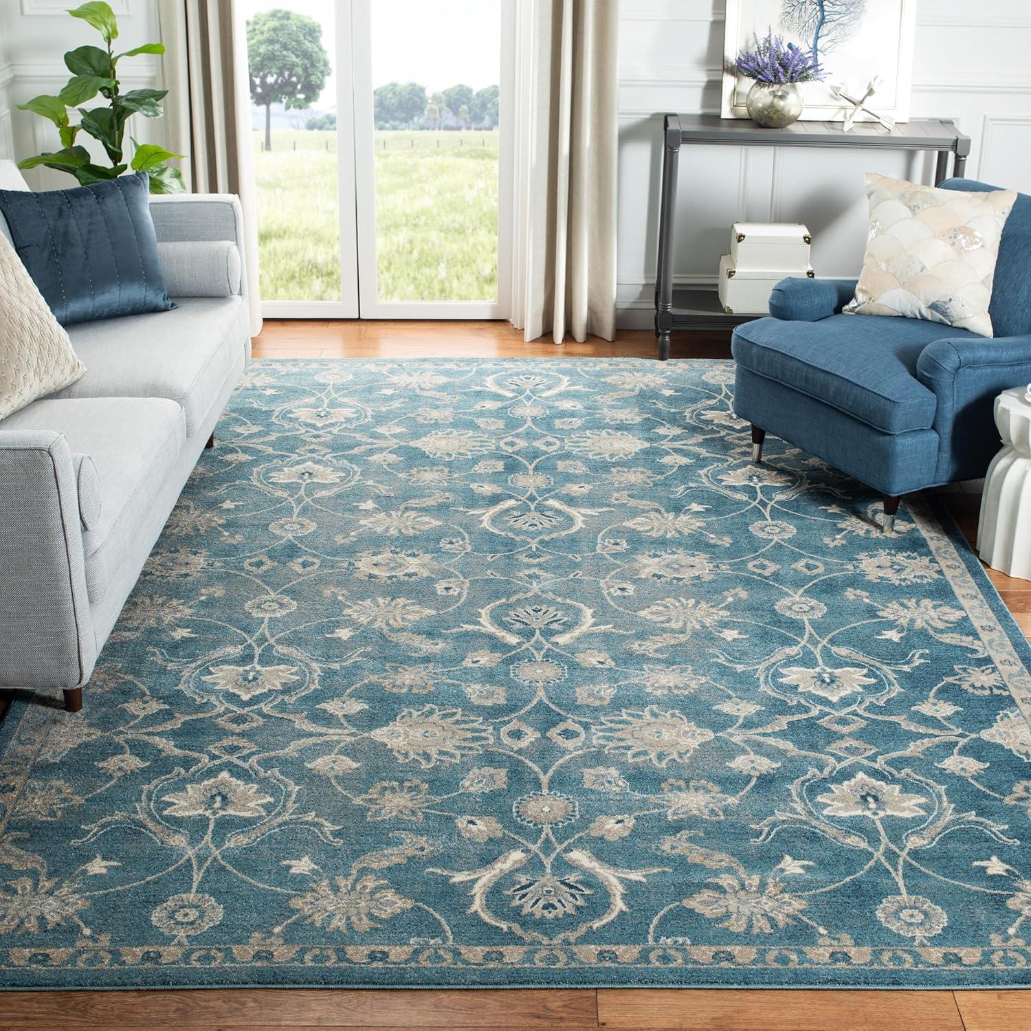 Sofia SOF386 Power Loomed Area Rug - Blue/Beige - 8'x11' - Safavieh.