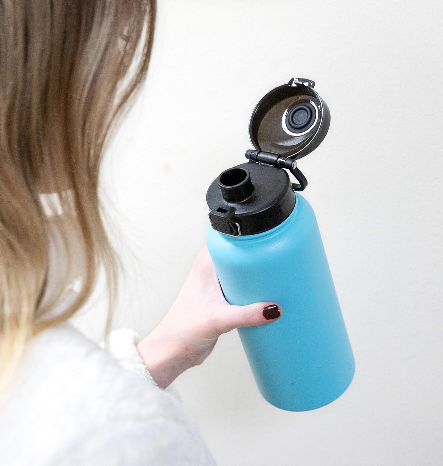 MIRA 24 oz Insulated Water Bottle - Stainless Steel Thermos with One-Touch Quick-Open Spout - Double Wall Hot & Cold (24Hr Cold/12Hr Hot) - Olive Green