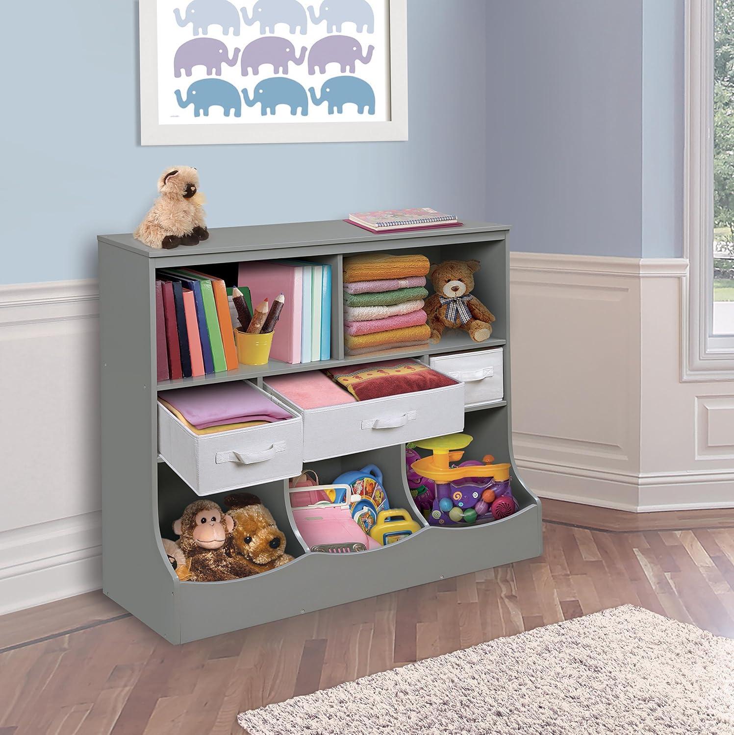 Badger Basket Combo Bin Storage Unit with Three Baskets - Gray