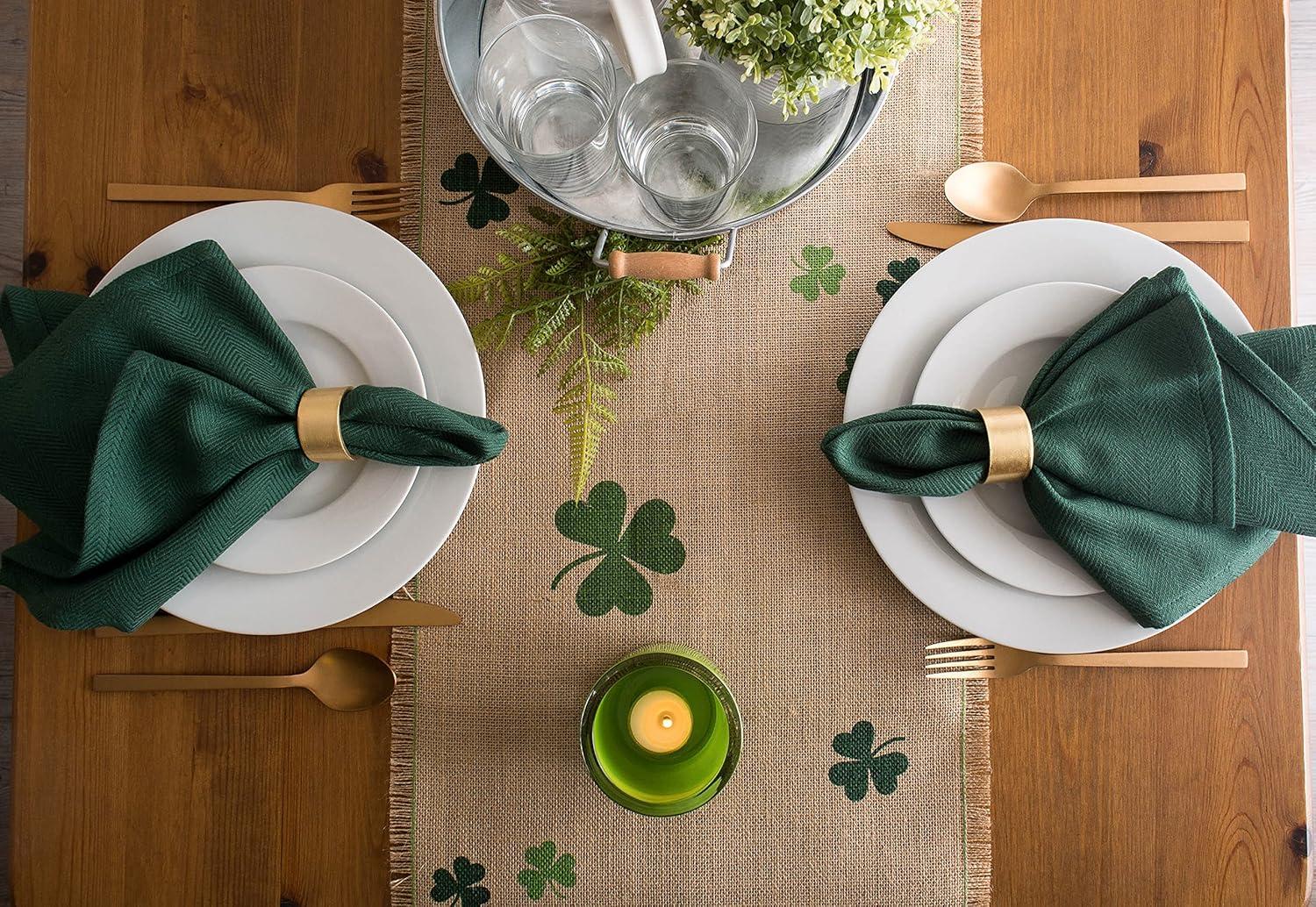 DII Shamrock Printed Jute Table Runner 14x74"