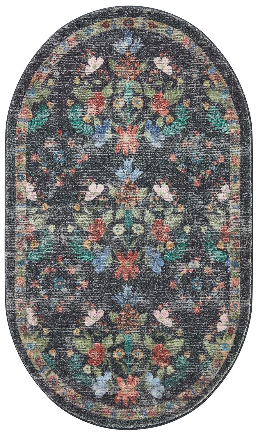 Rifle Paper Co. x Loloi Courtyard Charcoal Area Rug feat. CloudPile