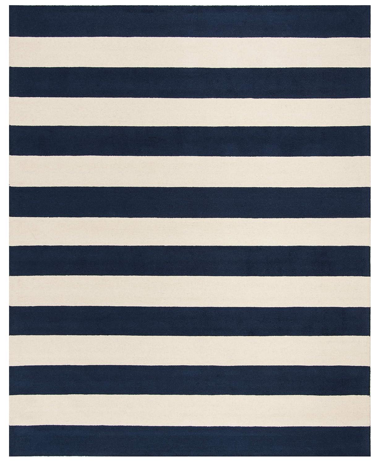 Safavieh Kids Stripe SFK919 Hand Tufted Indoor Area Rug - Navy/Ivory - 9'x12' - Safavieh