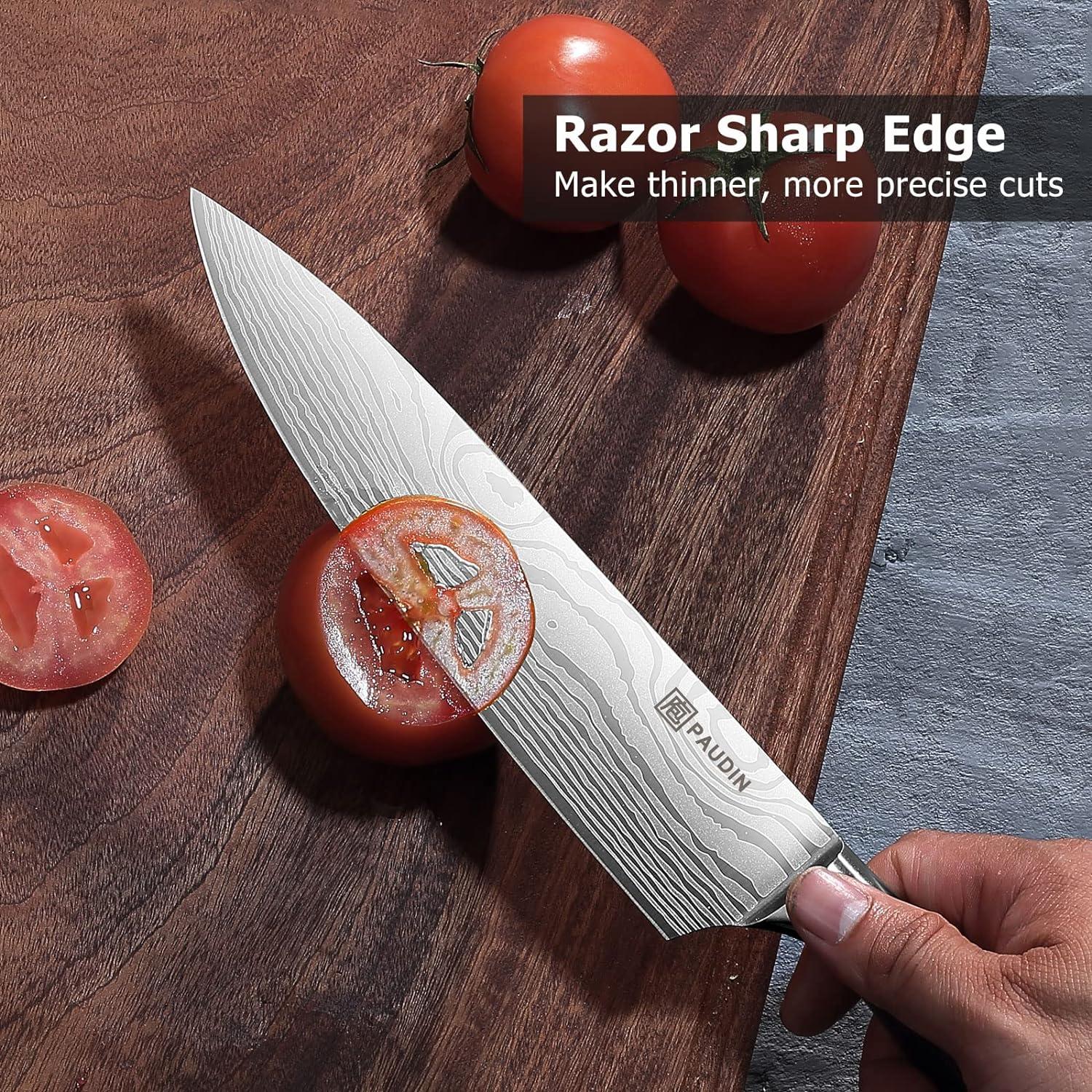 PAUDIN Chef Knife, 8 Inch High Carbon Stainless Steel Sharp Kitchen Knife with Ergonomic Handle, Gift Box for Family & Restaurant C80