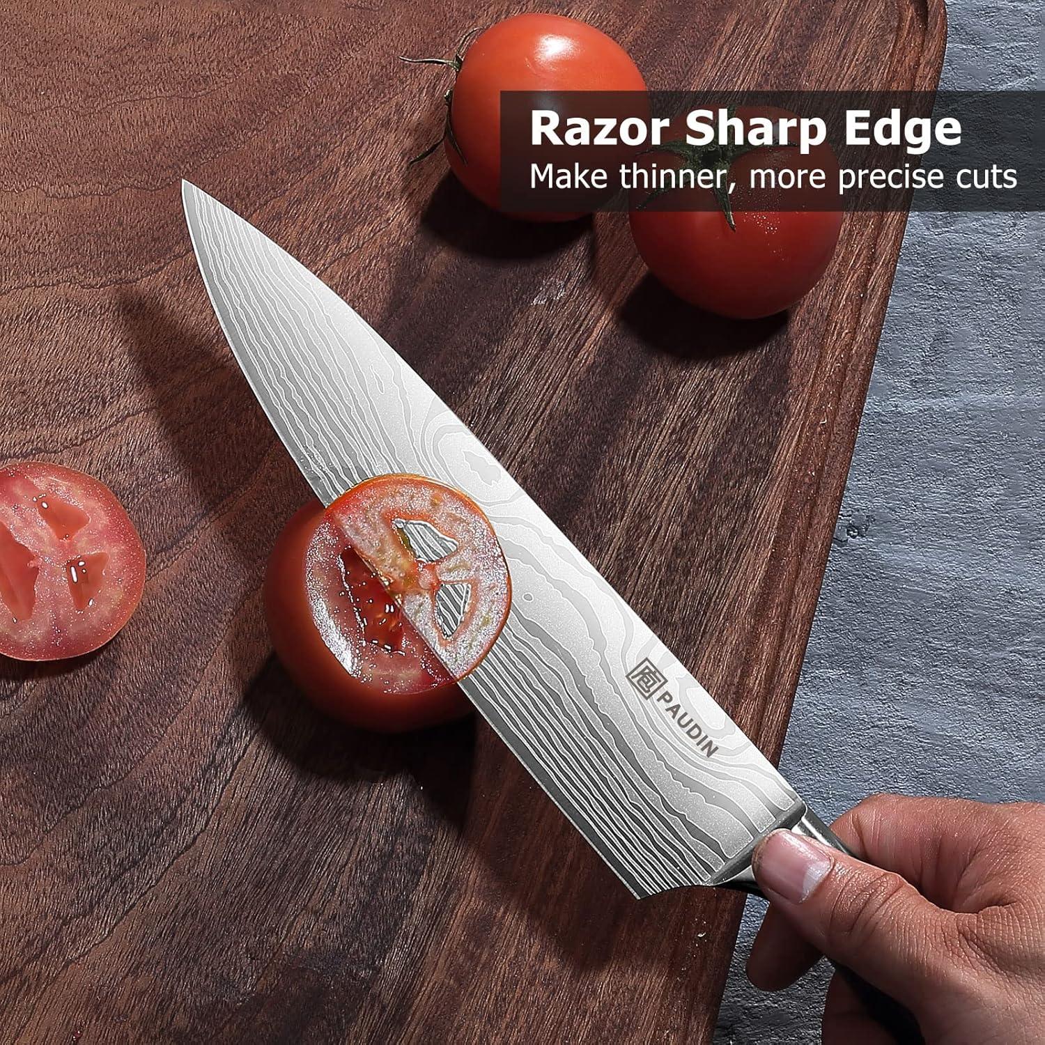 PAUDIN Chef Knife, 8 Inch High Carbon Stainless Steel Sharp Kitchen Knife with Ergonomic Handle, Gift Box for Family & Restaurant C80