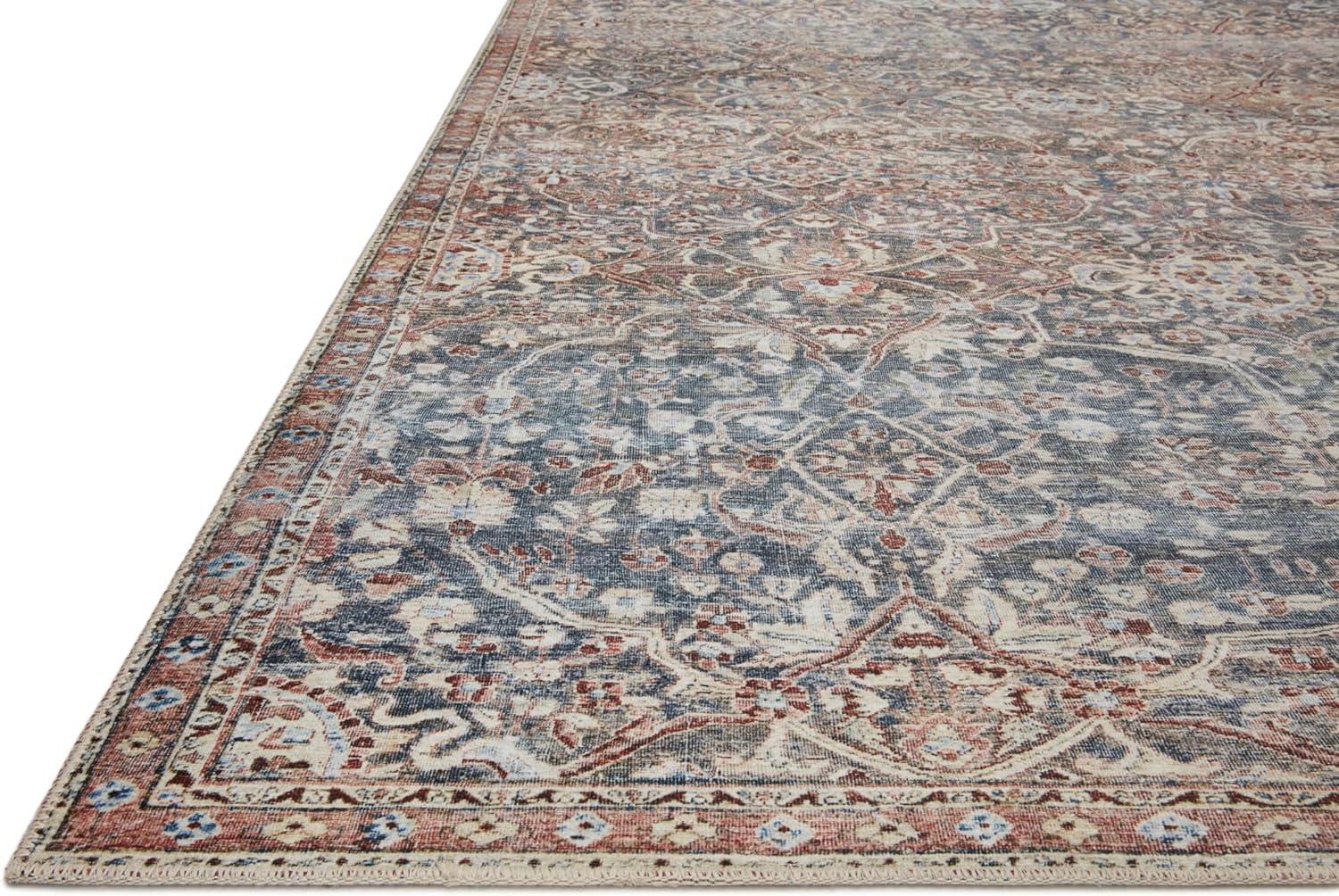 Vintage Denim Spice 30" x 114" Easy-Care Polyester Area Rug