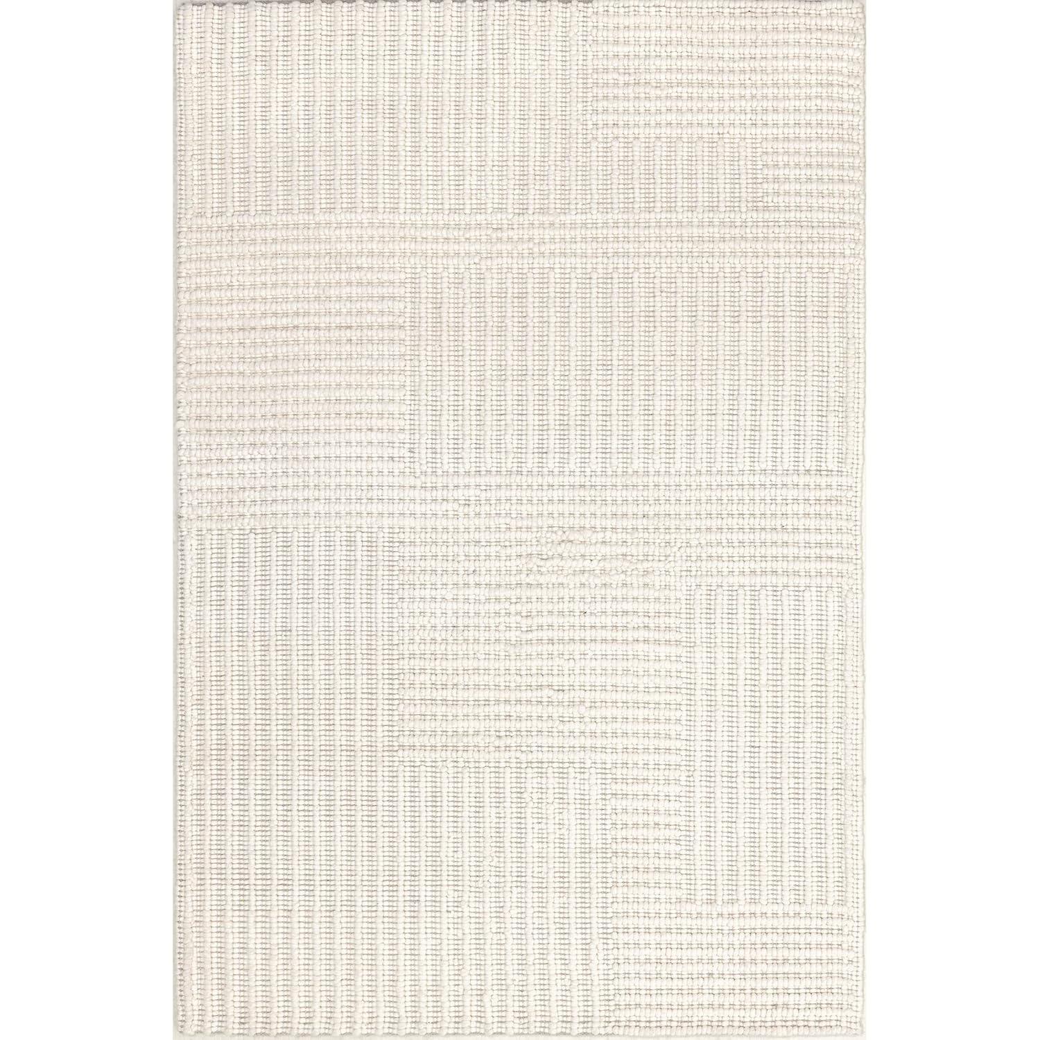 Nuloom Dorene Abstract 4x6 Wool Indoor Area Rug for Living Room Bedroom Dining Room Kitchen, Ivory