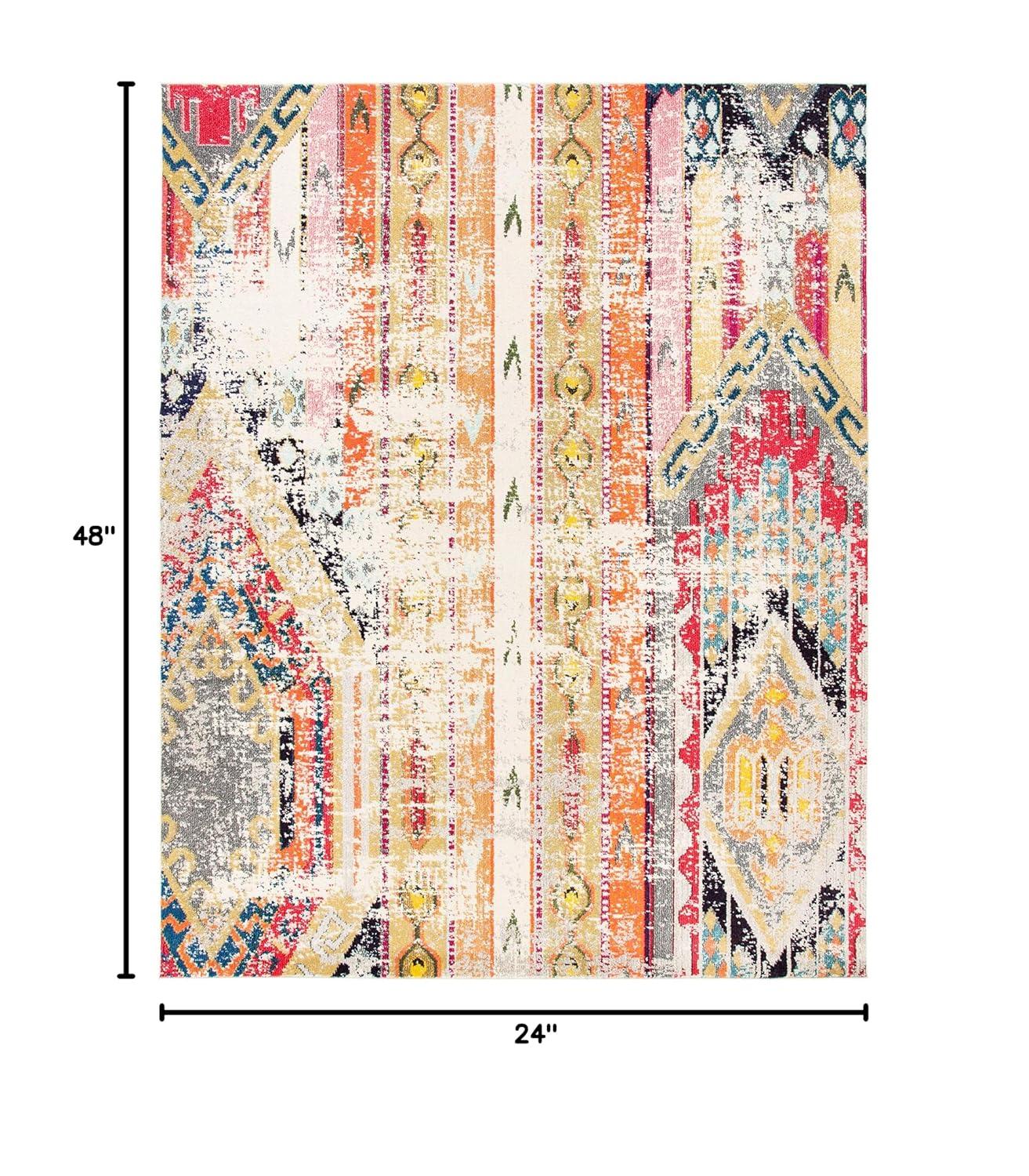 Madison MAD422 Power Loomed Indoor Accent Rug - Grey/Orange - 2'x4' - Safavieh