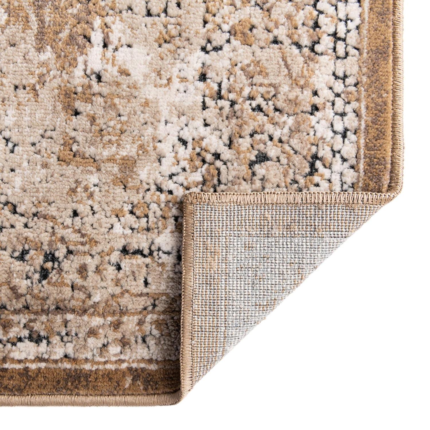 Eliza Blue and Khaki Stain-Resistant Synthetic 8' x 10' Rug