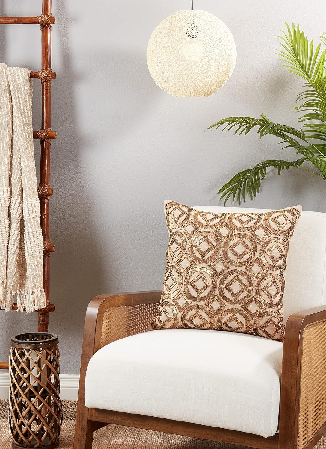 Saro Adelaide Design Sequined Cotton Throw Pillow