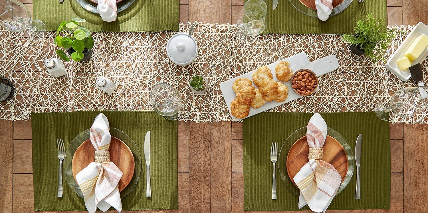 Green Sage Placemats (Set Of 6) - Design Imports: Cotton Rectangular Table Mats, Machine Washable