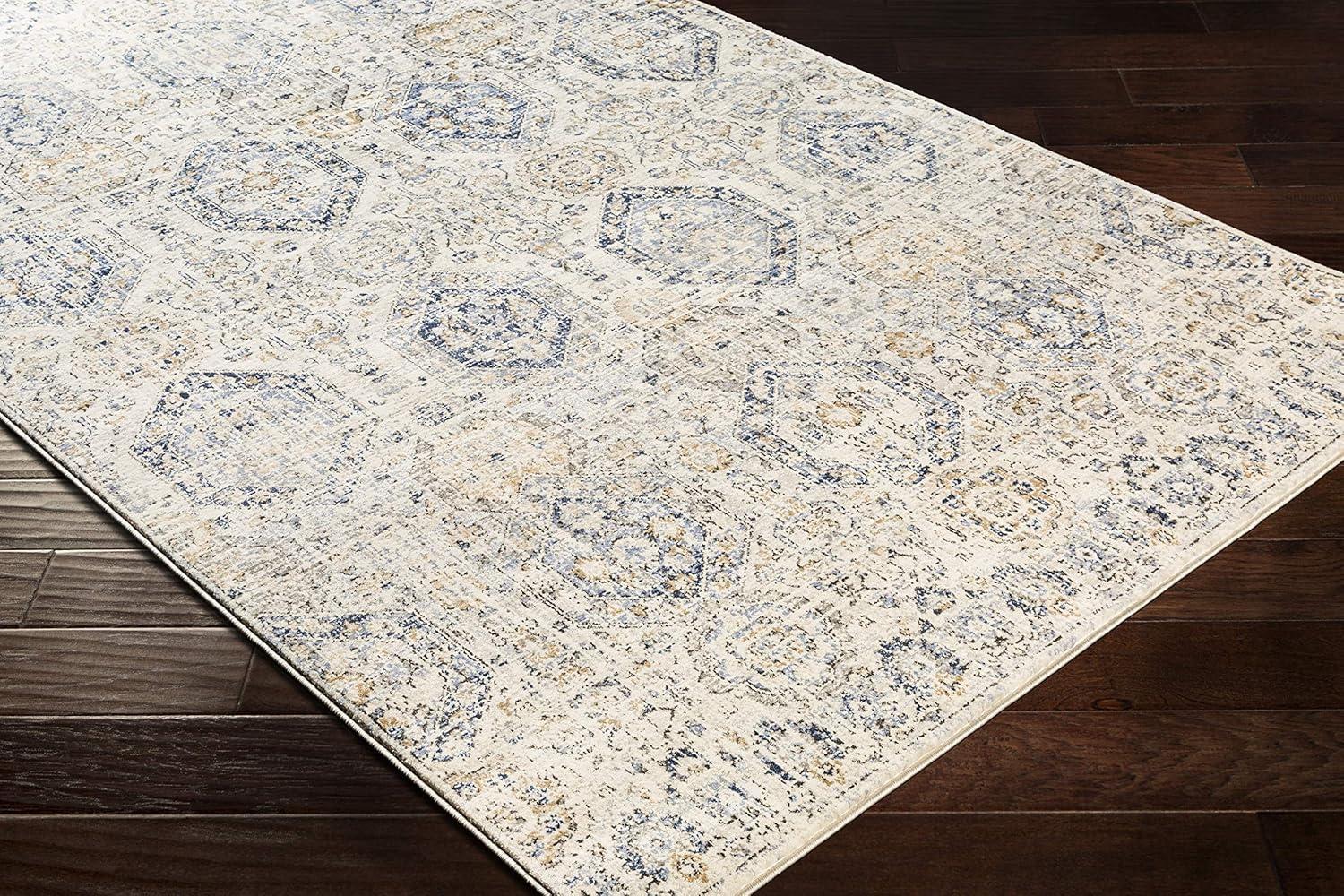 Arlene Blue and Beige Synthetic 5' x 7' Area Rug