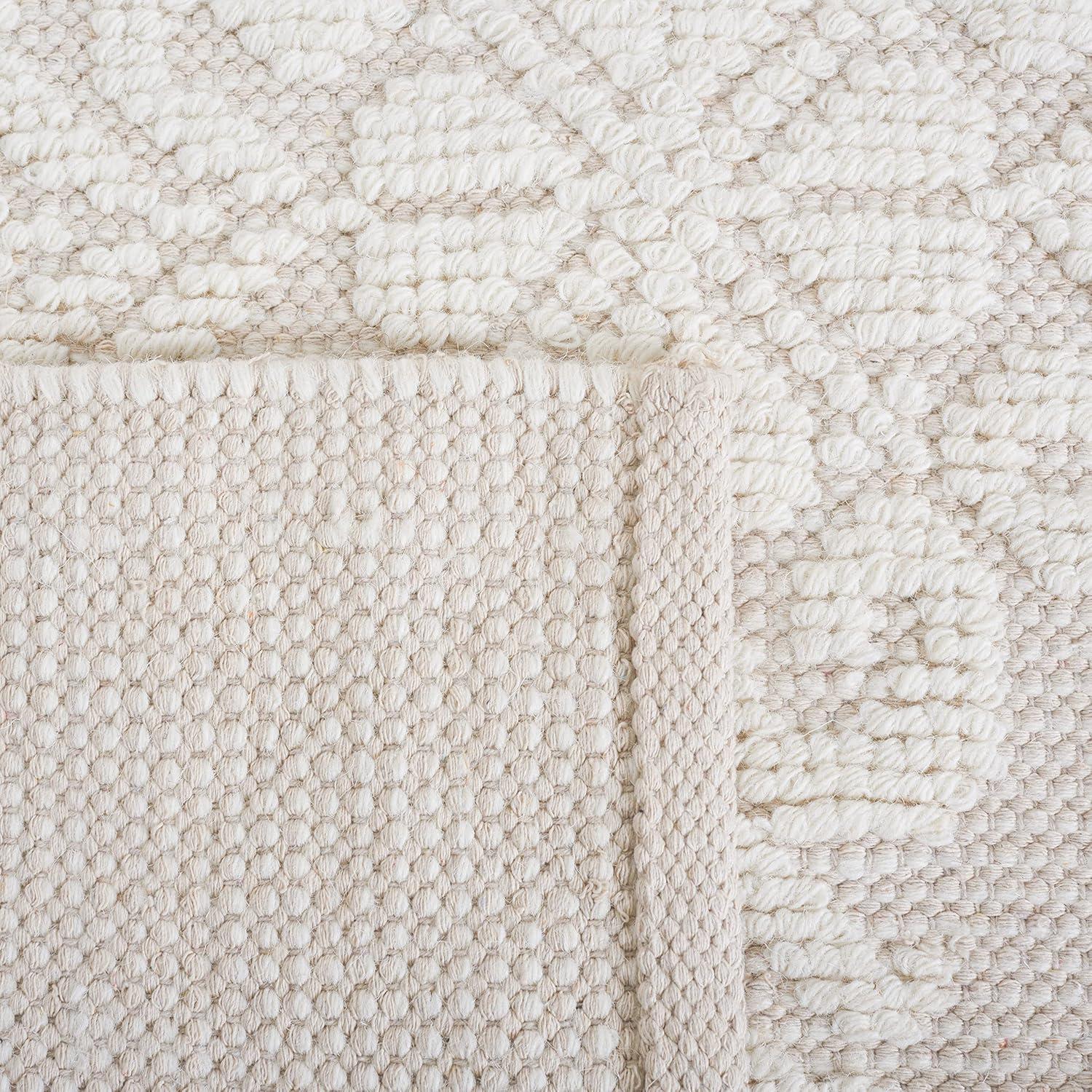 Ivory Handwoven Wool and Cotton 10' x 14' Area Rug