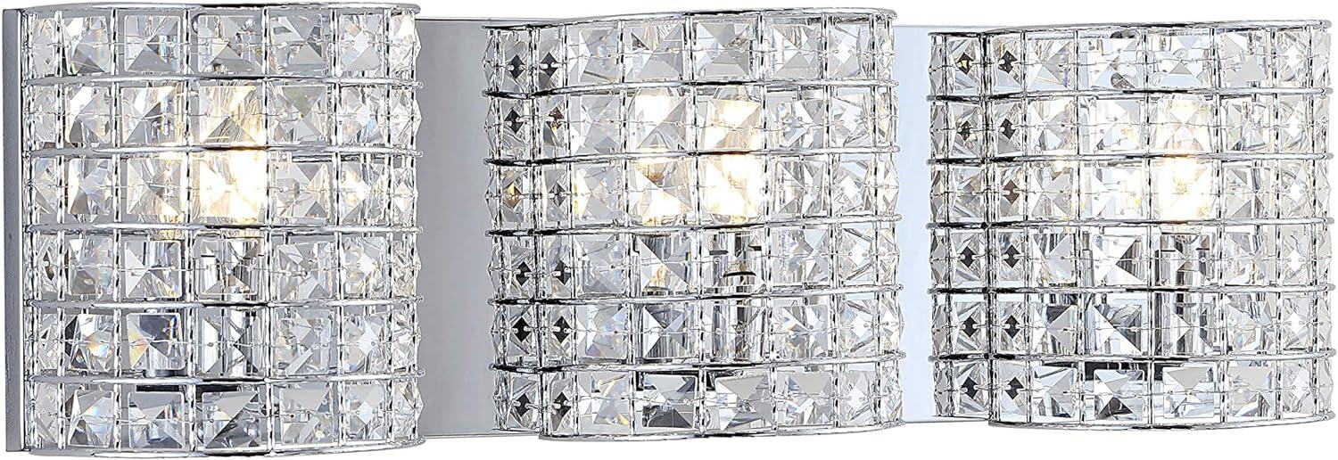 Clara Deco 24" Polished Chrome 3-Light Crystal Vanity Light