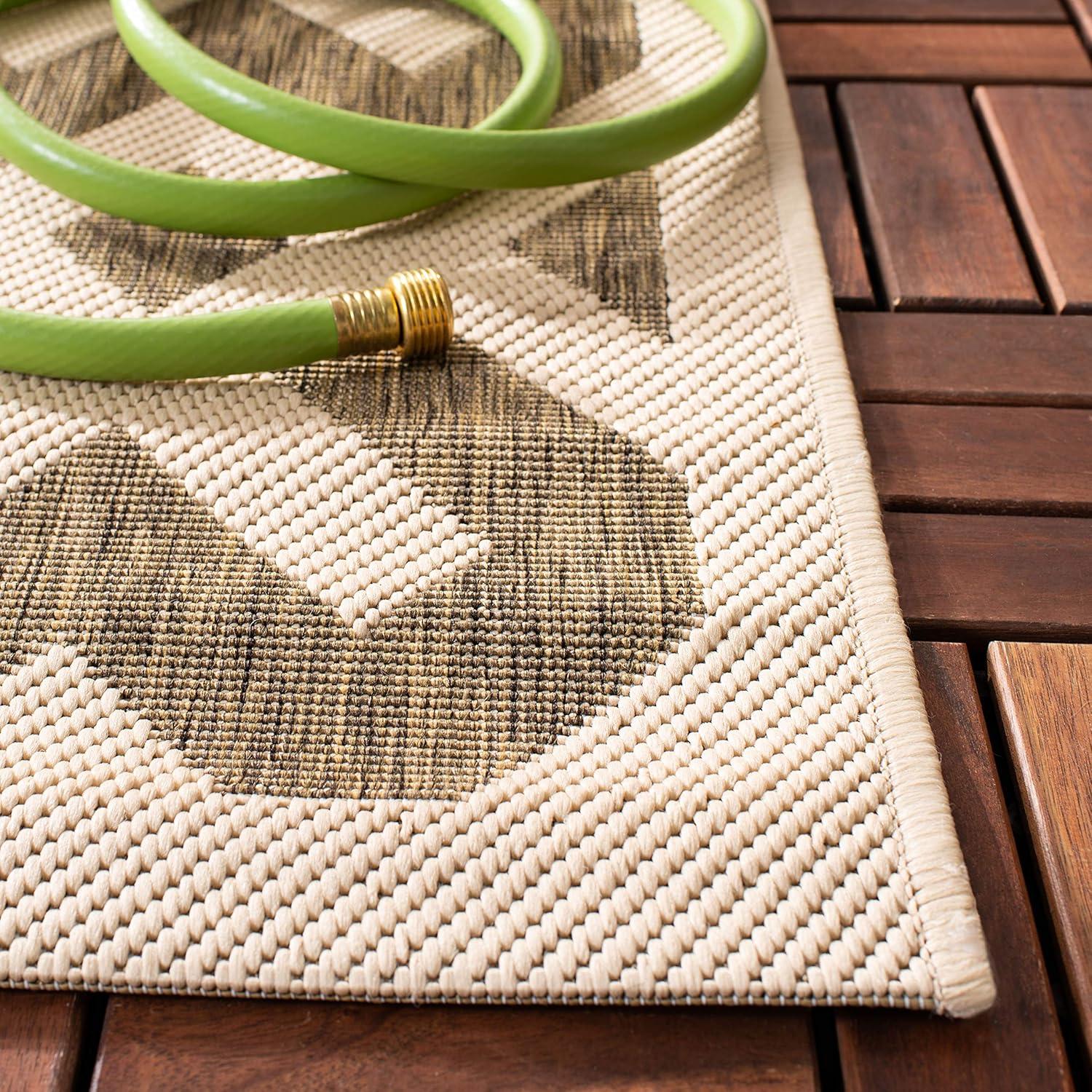 Courtyard CY6915 Power Loomed Indoor and Outdoor Accent Rug - Brown/Bone - 2'7"x5' - Safavieh