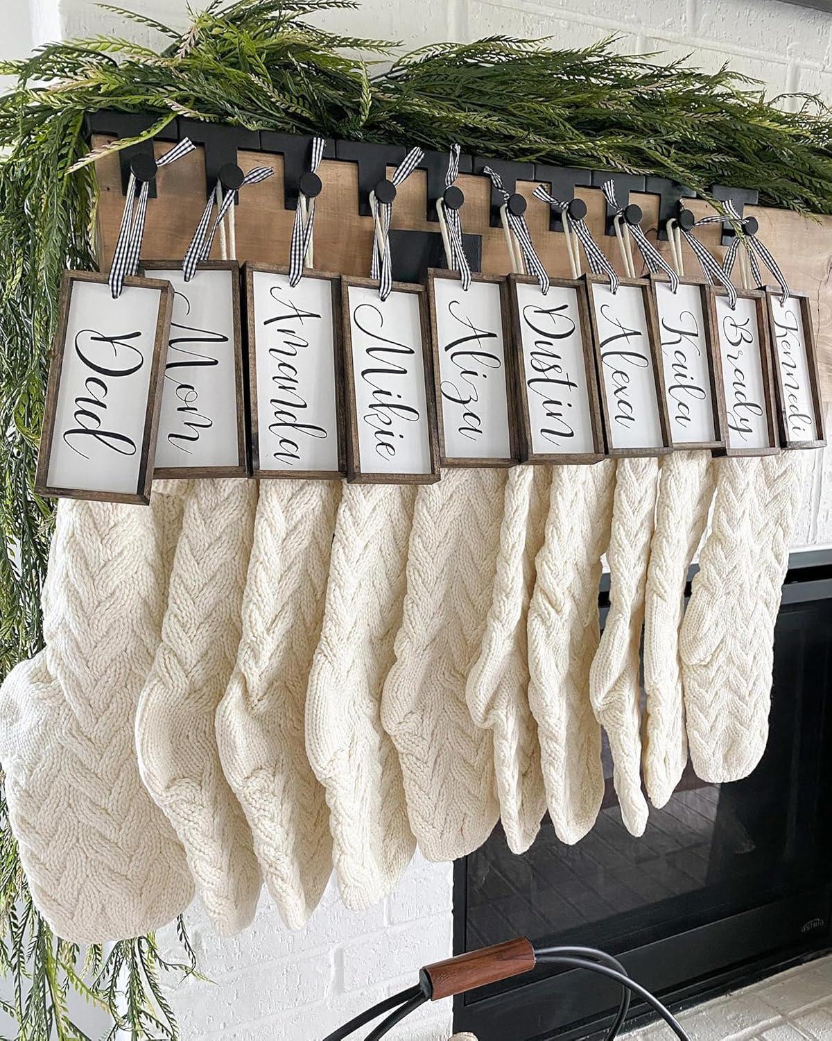 Pack 6, 18" Ivory Cable Knitted Christmas Stockings for Family Holiday Xmas Party Decor