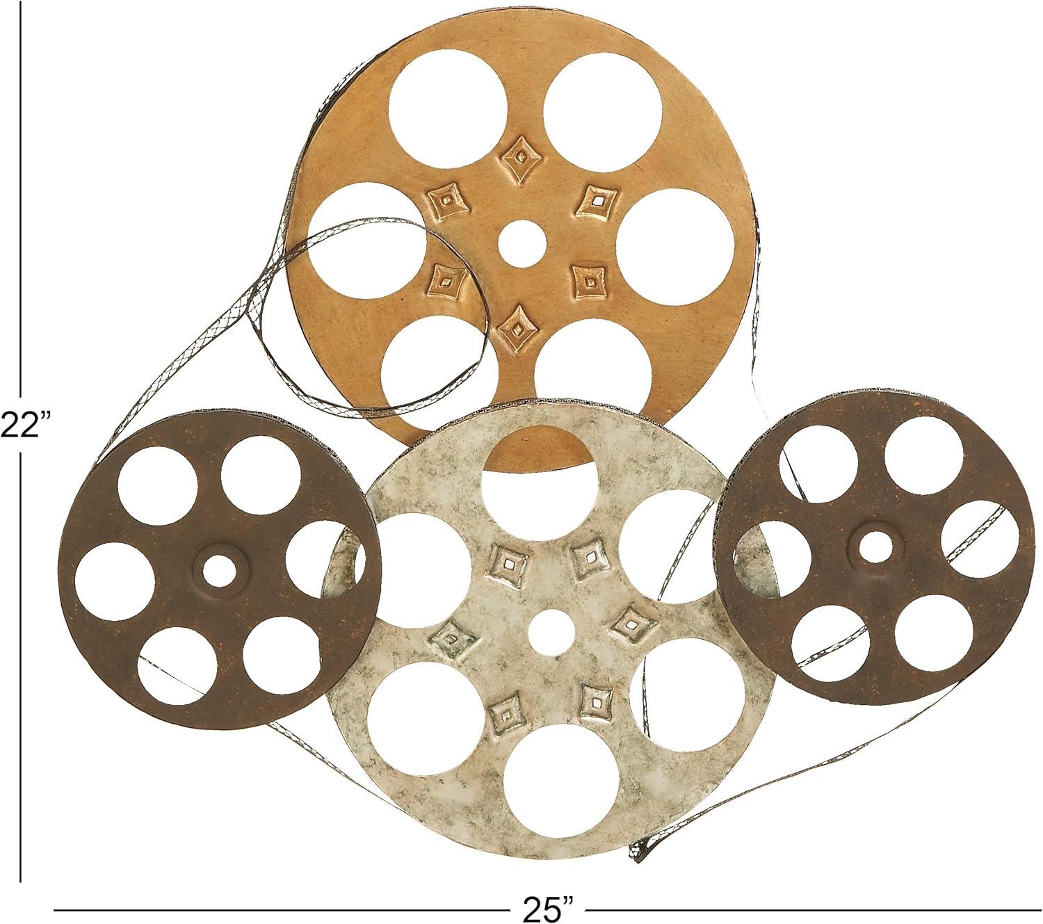 Williston Forge Metal Vintage Movie Reel Film Home Multi Colored Wall Decor