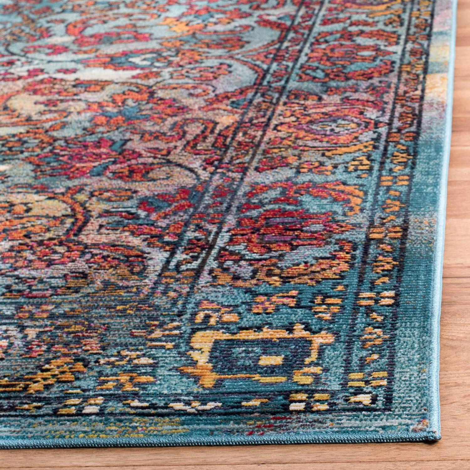 Crystal CRS515 Power Loomed Area Rug - Light Blue/Orange - 5'x8' - Safavieh.