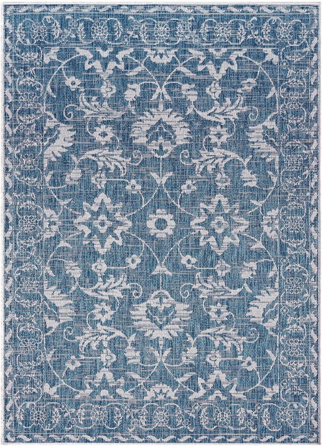 5'2" x 7'2" Country Ayala Indoor/Outdoor Rug Aqua Blue - Nicole Miller: UV & Weather-Resistant, Woven