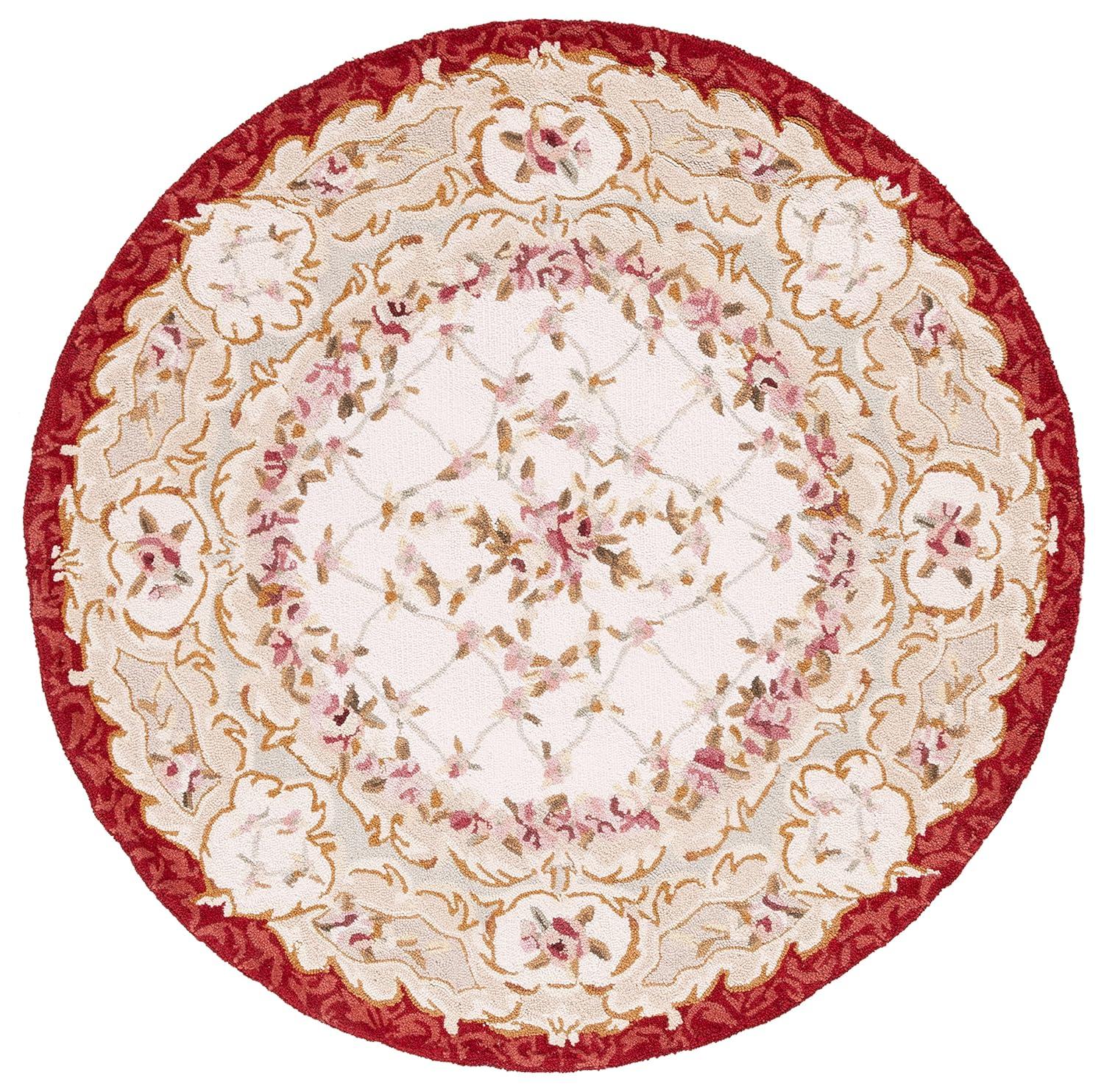 Chelsea HK73 Handmade Area Rug - 3' Round - Ivory/Burgundy - Safavieh