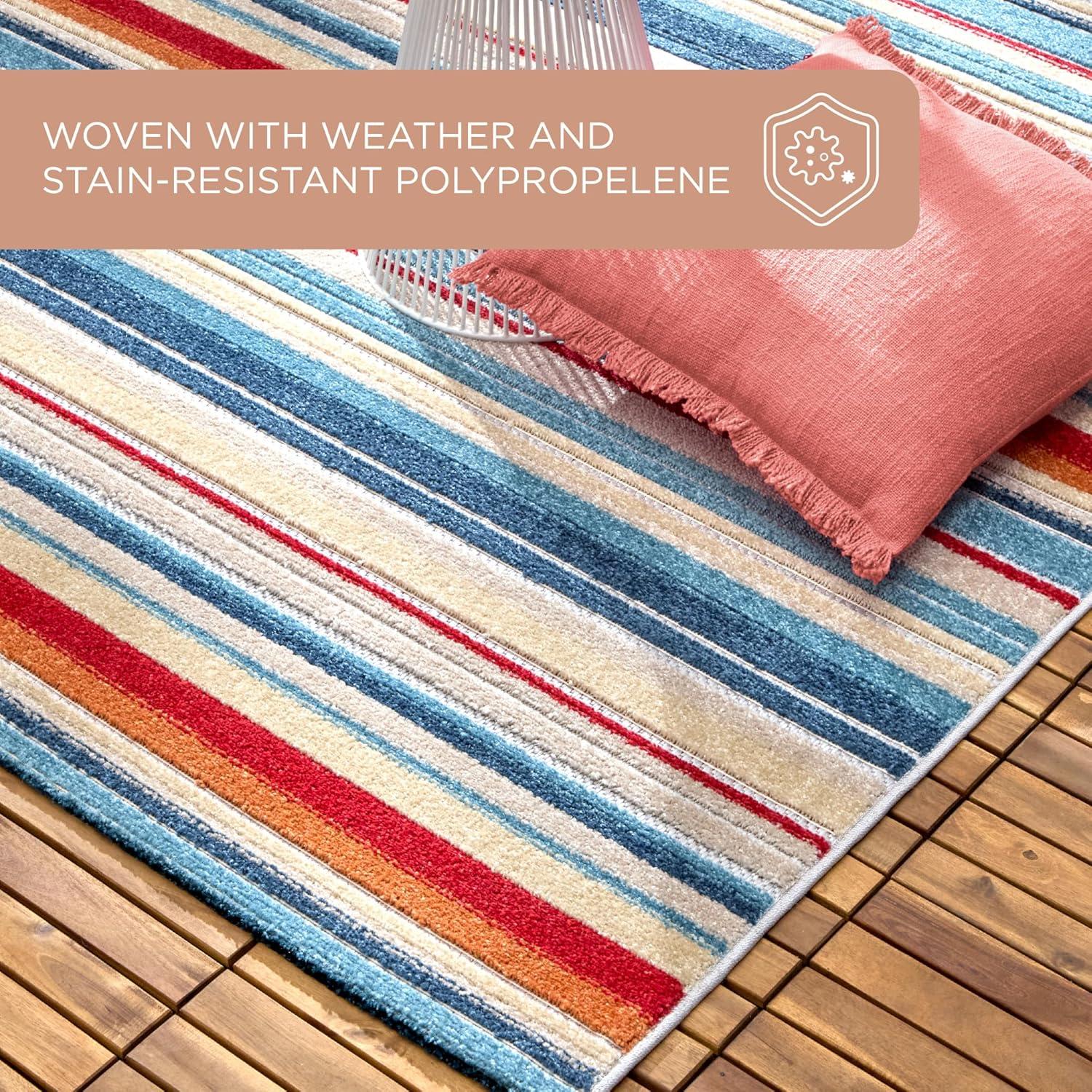 TOWN & COUNTRY EVERYDAY Rio Multicolor Stripe Outdoor Rug Red/Multi
