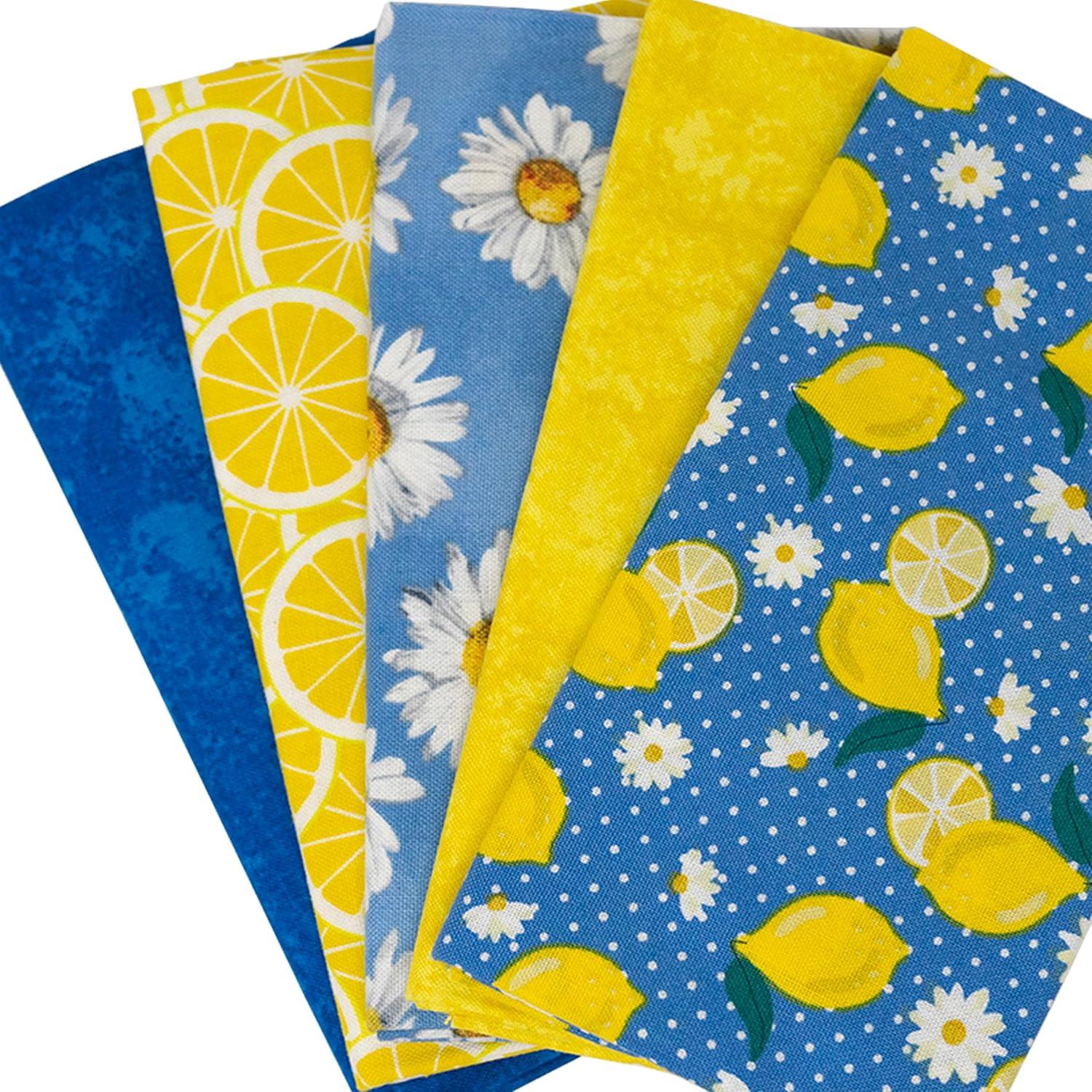 Singer, 100% Cotton, Lemon Floral 5Pc Bundle