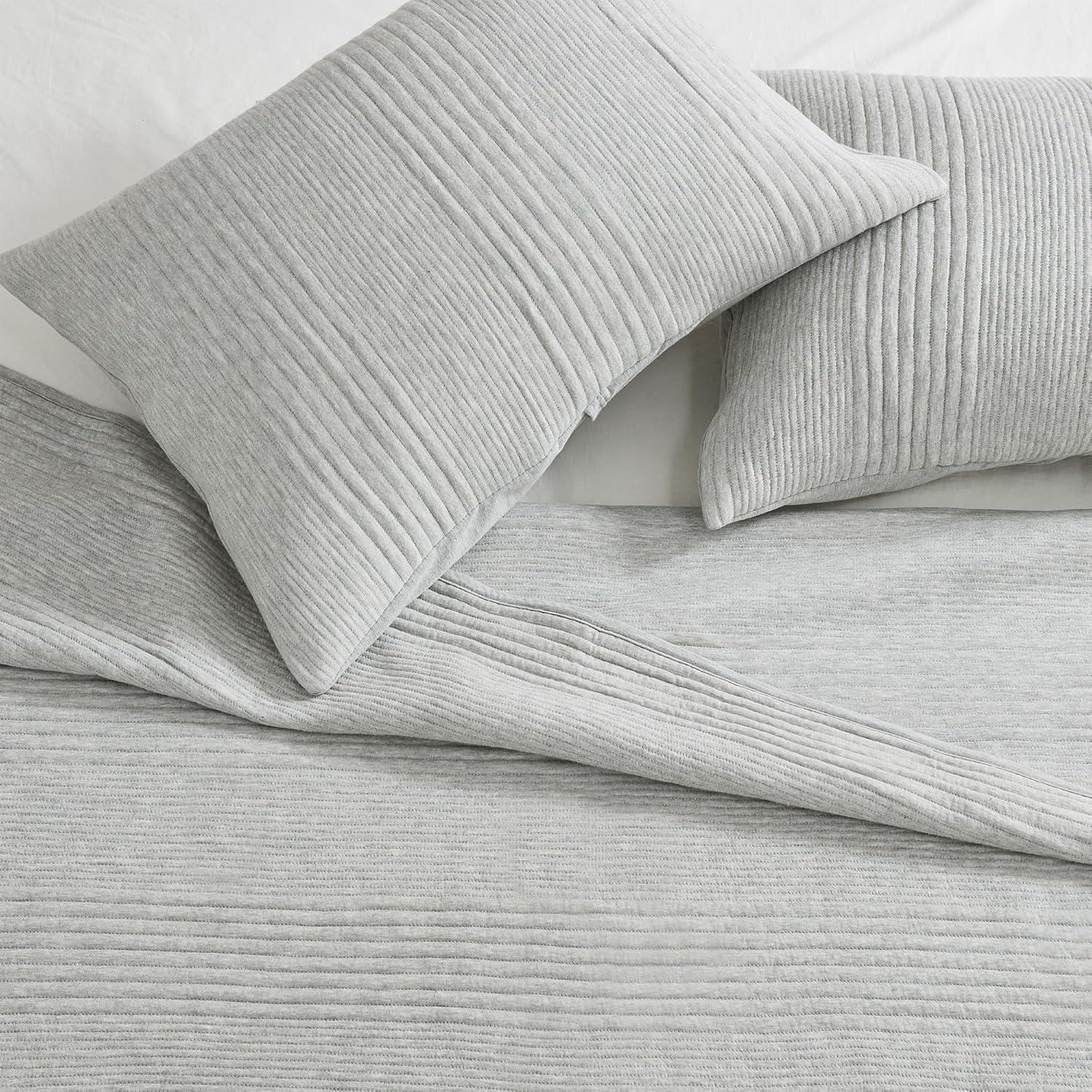 FreshFolds Jersey Cotton Blend Stitched Quilt Set with Shams