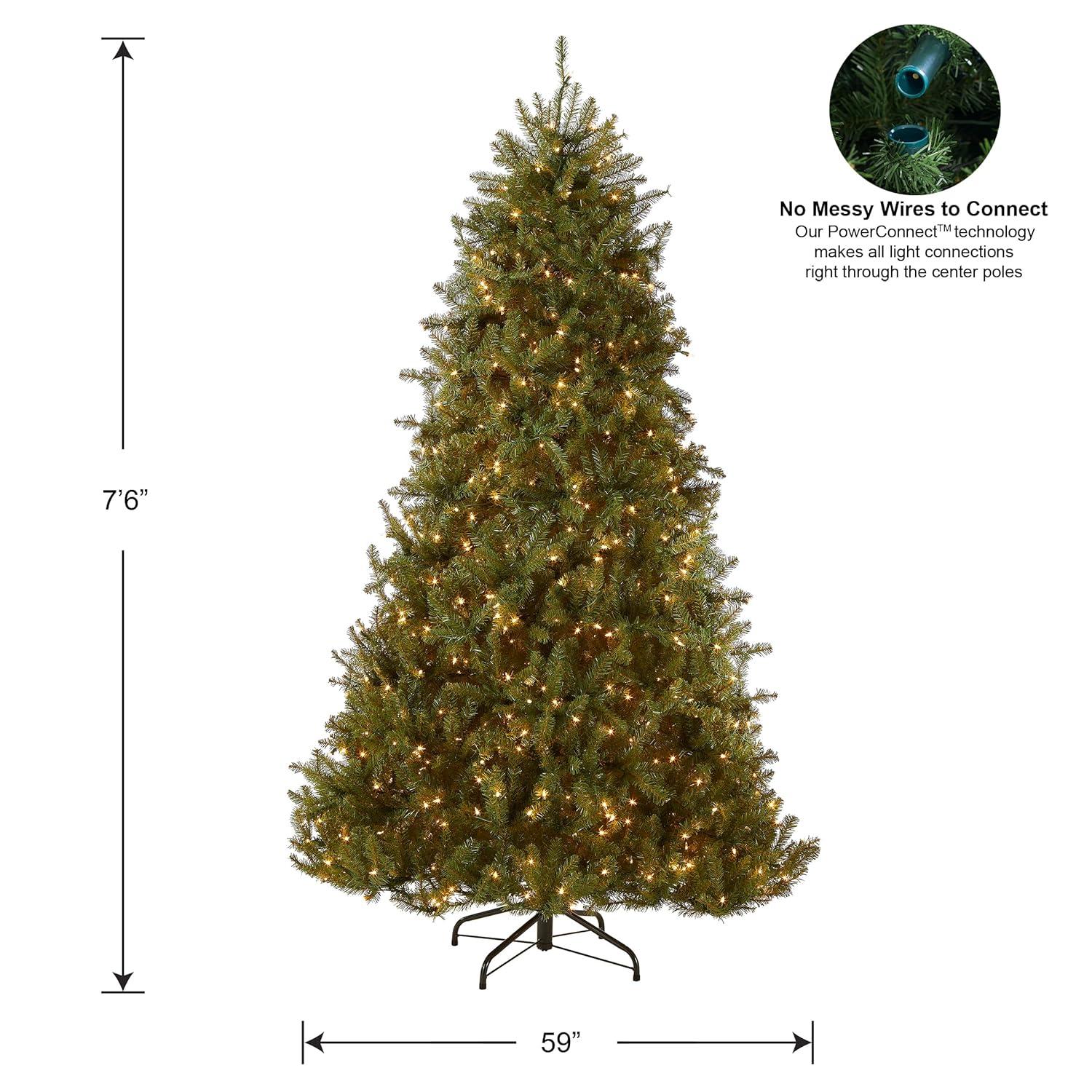 National Tree Company Pre-Lit Artificial Christmas Tree, Green, Dual Color Lights, Includes PowerConnect and Stand, 7.5 Feet