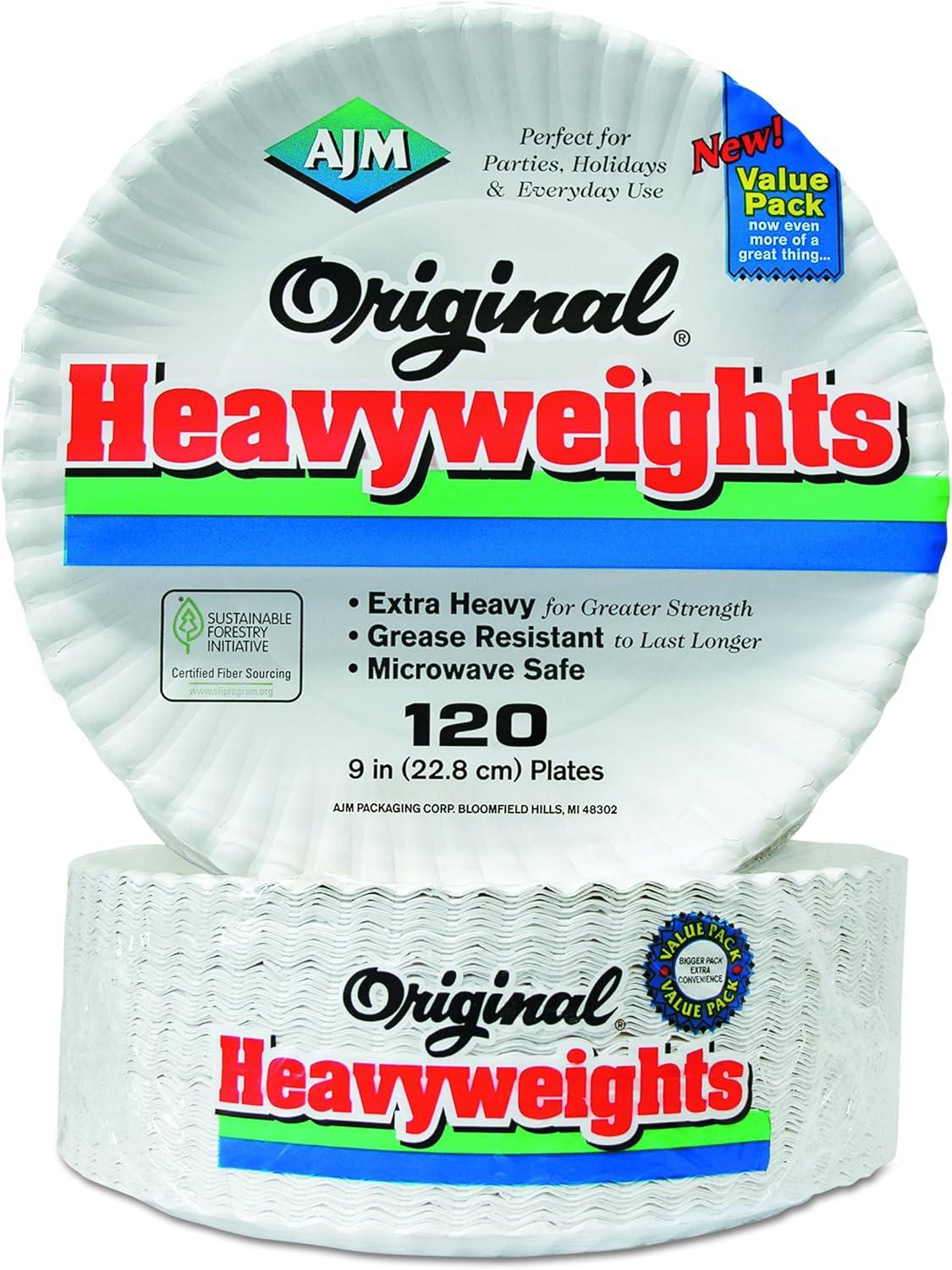 Heavyweight White Coated Paper Plates, 9-Inch, 120-Pack