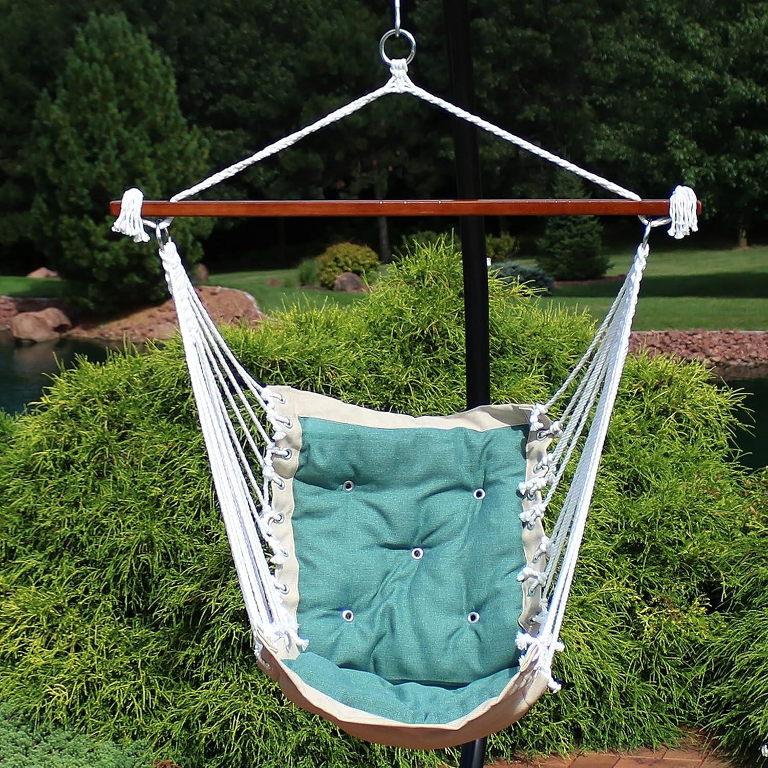 Sunnydaze Large Tufted Victorian Hammock Chair Swing for Backyard and Patio - 300 lb Weight Capacity