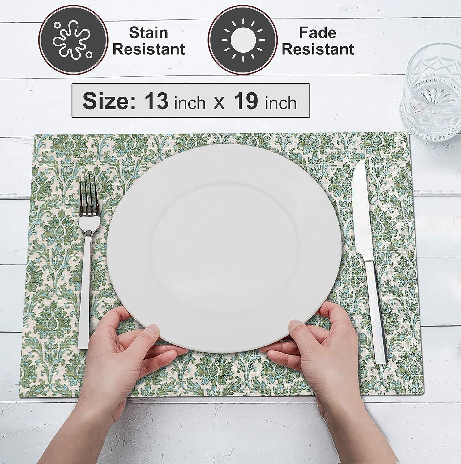 Ruvanti Dining Table Rectangle Placemats 100% Cotton Multi Pattern 13x19 Inches (Set of 6)