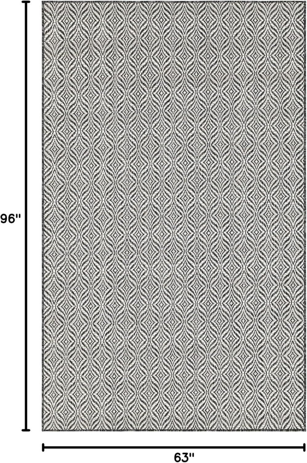 Unique Loom Outdoor Trellis Collection Area Rug - Deco Trellis (5' 1" x 8' Rectangle Charcoal/Ivory)