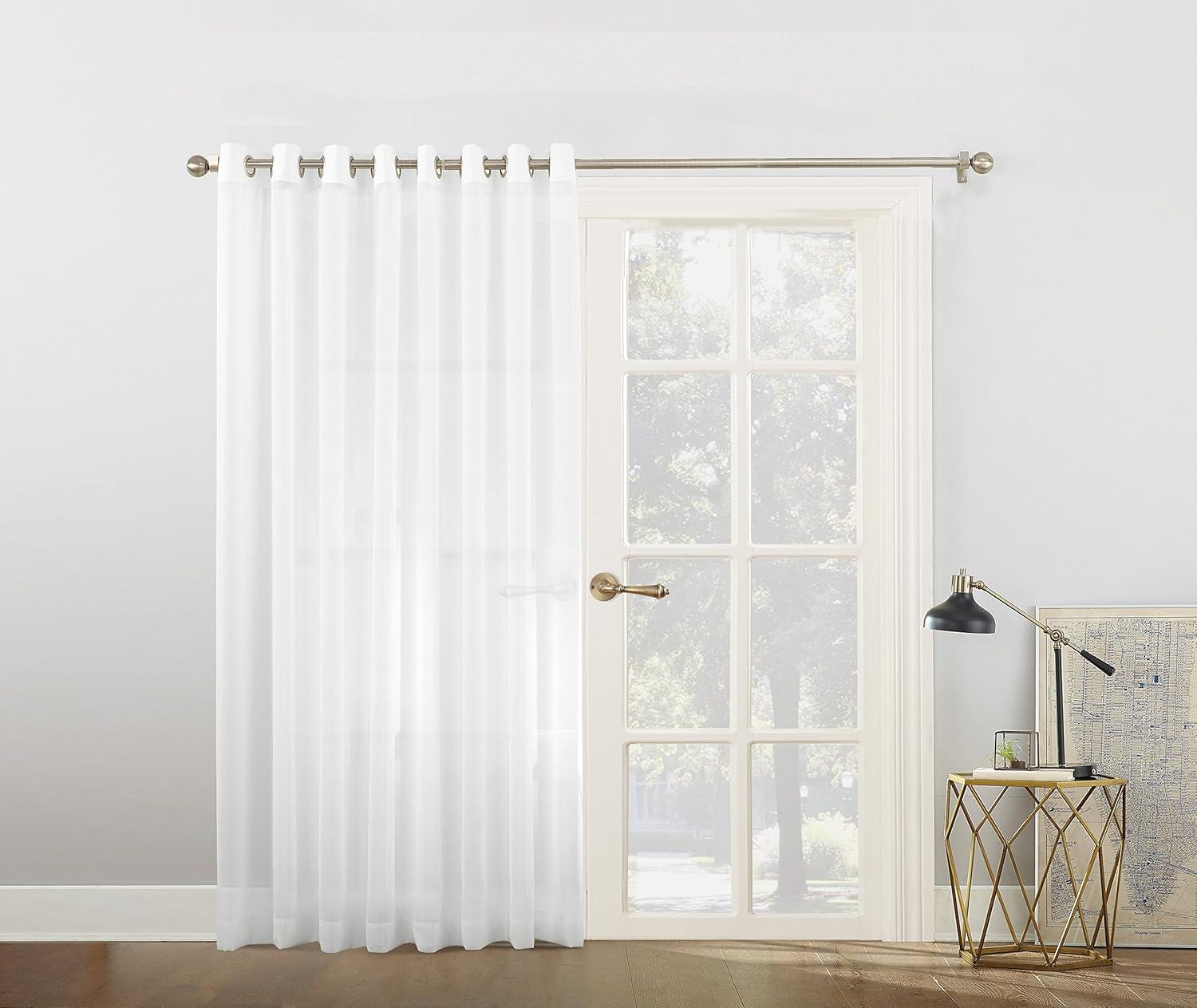 No. 918 Emily Extra-Wide Sheer Voile Sliding Door Patio Curtain Panel, 100"x84", White