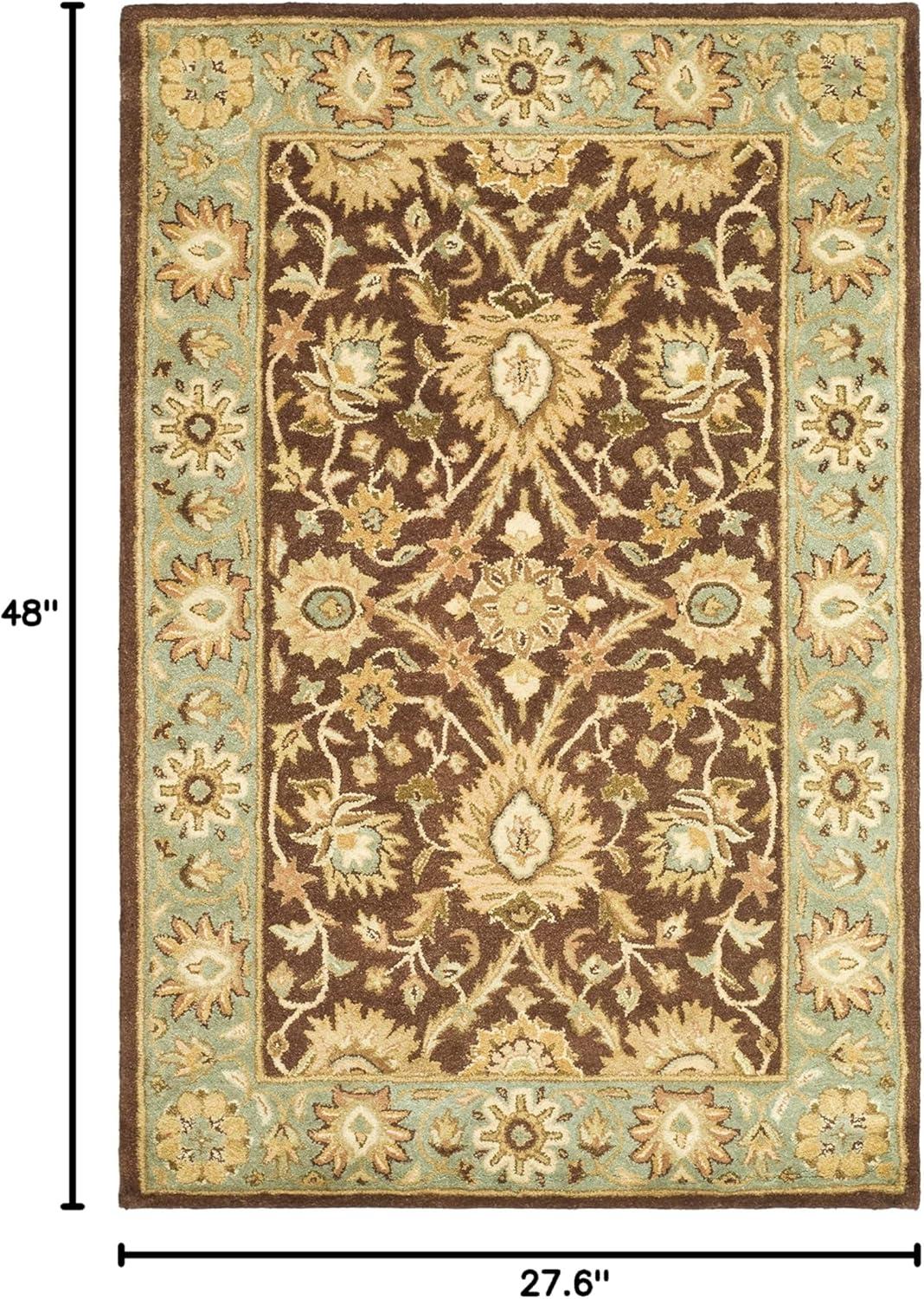 Antiquity AT249 Hand Tufted Accent Rug - Chocolate/Blue - 2'3"x4' - Safavieh.