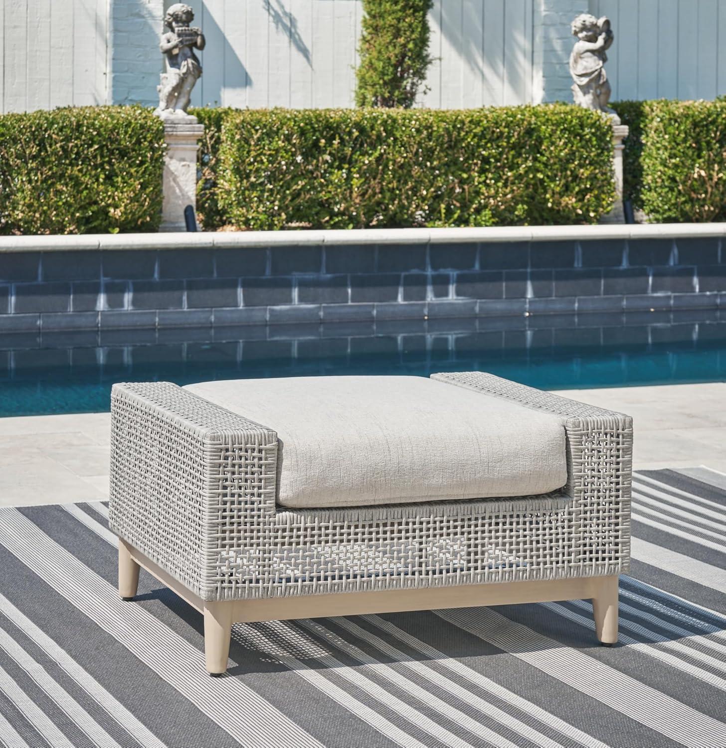 Signature Design by Ashley Seton Creek Outdoor Ottoman with Cushion, Gray