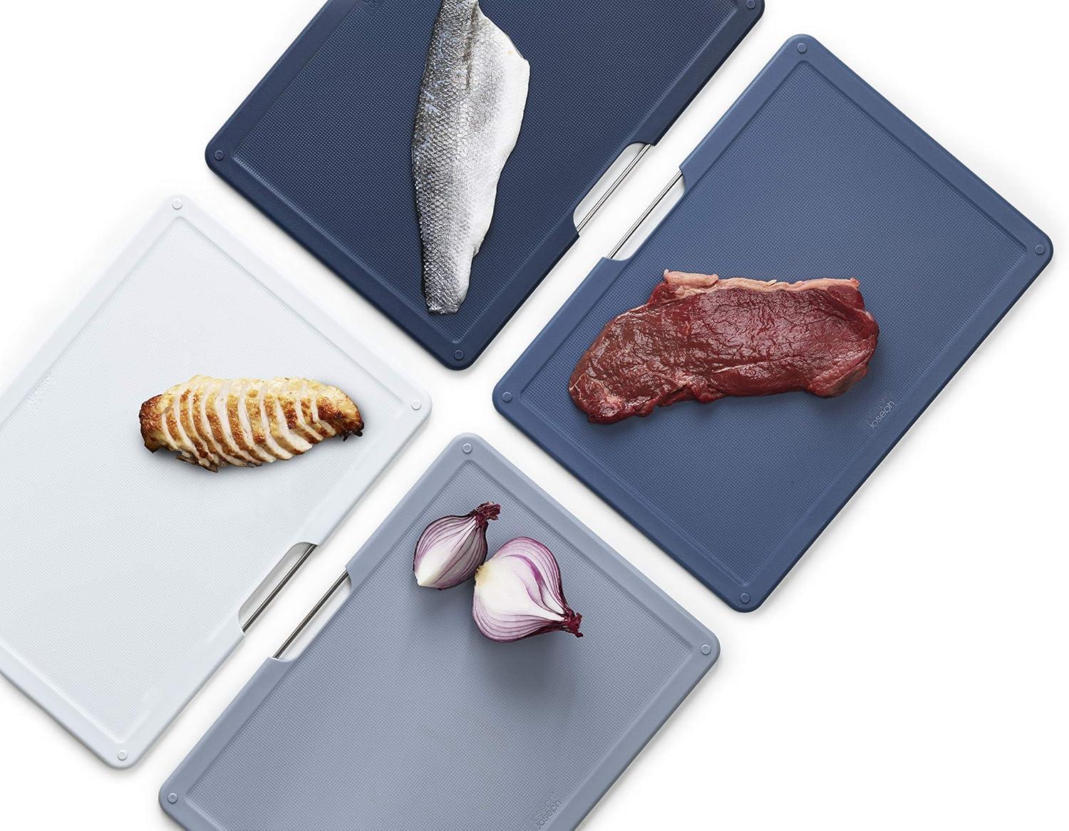 Joseph Joseph Folio 4pc Chopping Board Set (Large) Graphite: BPA-Free, Dishwasher-Safe Cutting Boards, Polypropylene