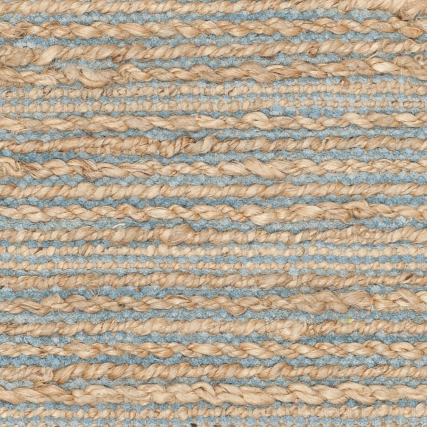 Winthrop Hand Woven Jute/Cotton Striped Rug in Aqua