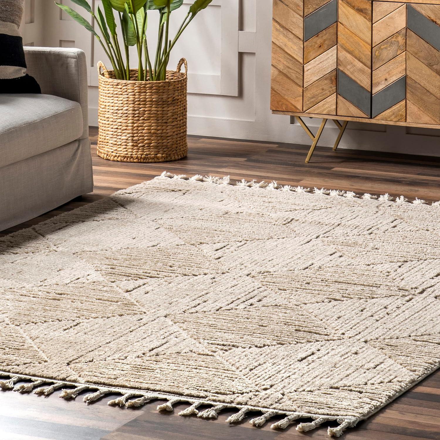 Nuloom Kerry Textured Geometric Tasseled Indoor Area Rug