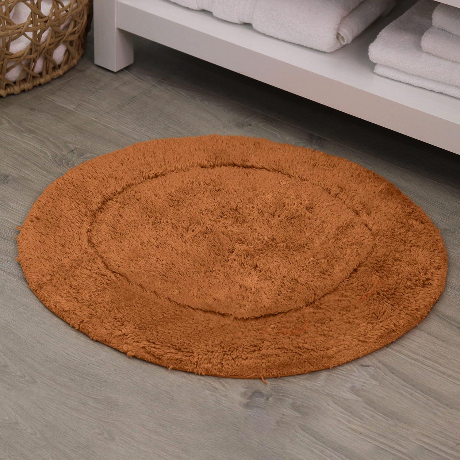 Home Weavers Waterford Collection 100% Cotton Tufted Bath Rug, Extra Soft and Absorbent Bath Rugs, Non-Slip Plush Bath Carpet, Machine Wash, Bath Mat for Bathroom, 30" Round, Terracotta