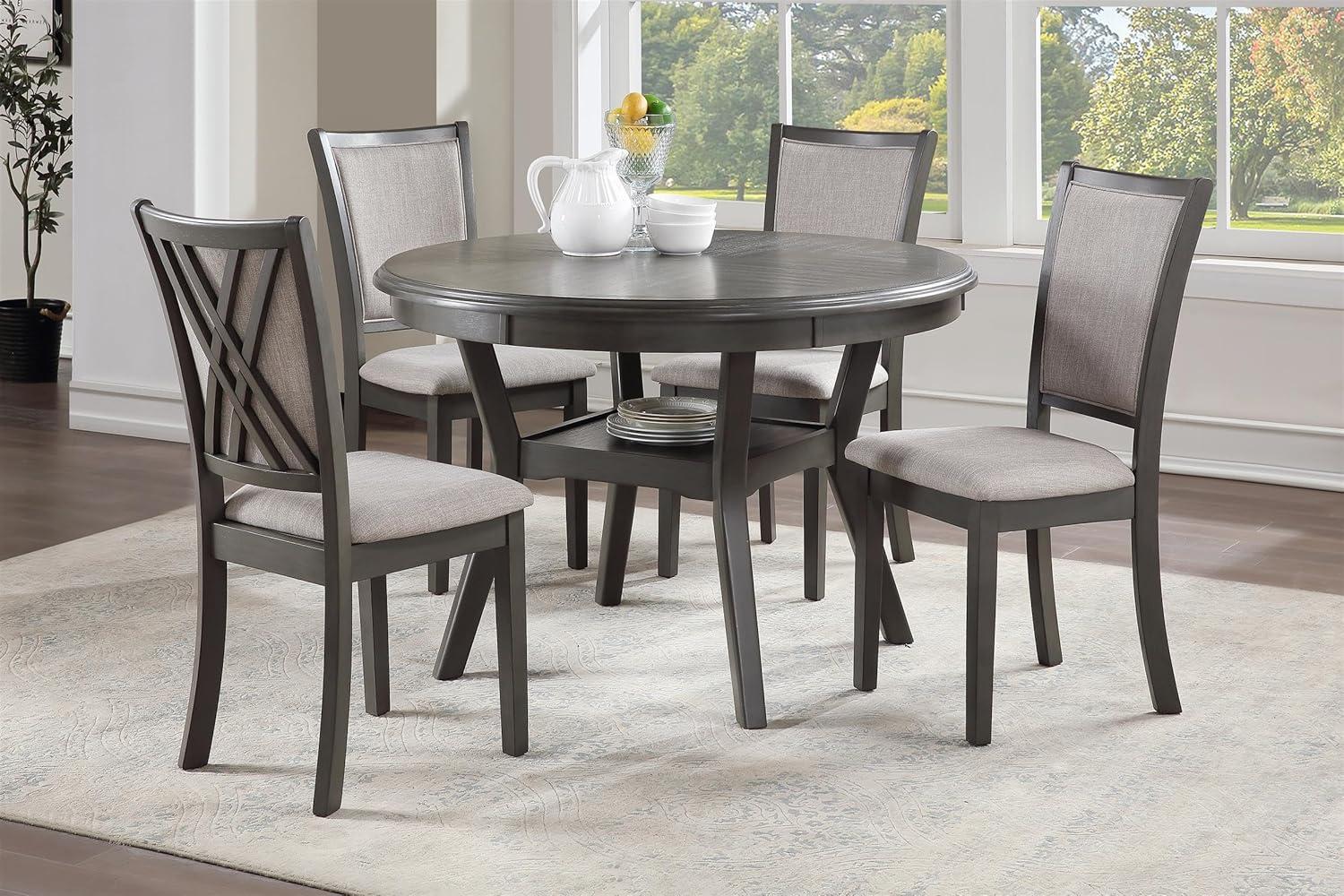 New Classic Furniture Amy 5-Piece Contemporary Wood Dining Set in Gray