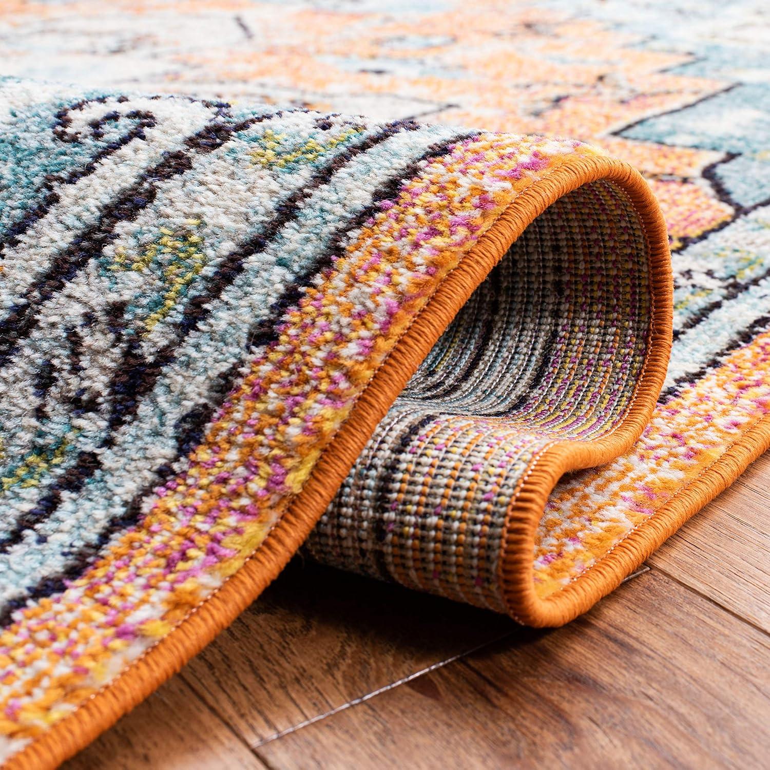 Madison MAD473 Power Loomed Indoor Area Rug - Orange/Teal - 5'3"x7'6" - Safavieh
