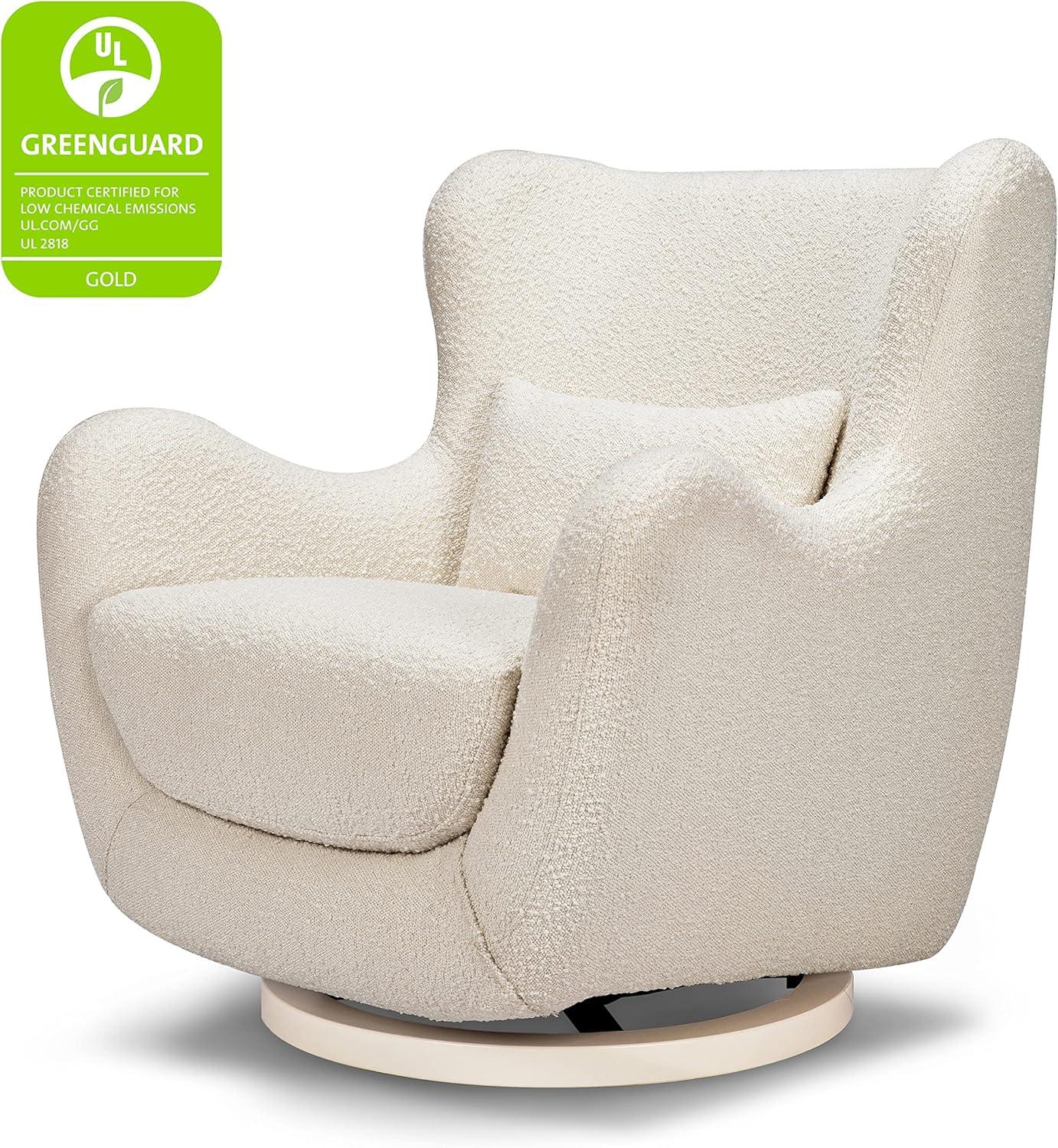 Babyletto x Nursery Works Solstice Ivory Boucle Nursery Glider Chair with Ivory Wood Base