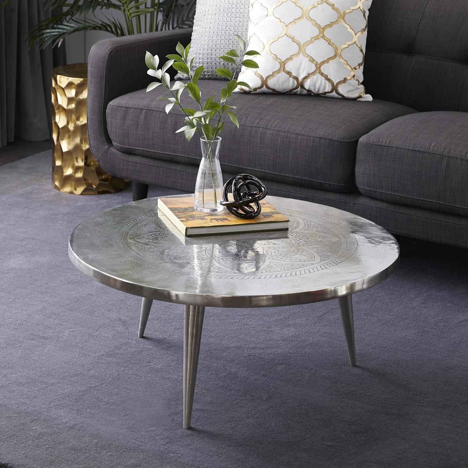 Aluminum Coffee Table - Olivia & May: Fade-Resistant, No Assembly, Patio Furniture, Round Shape