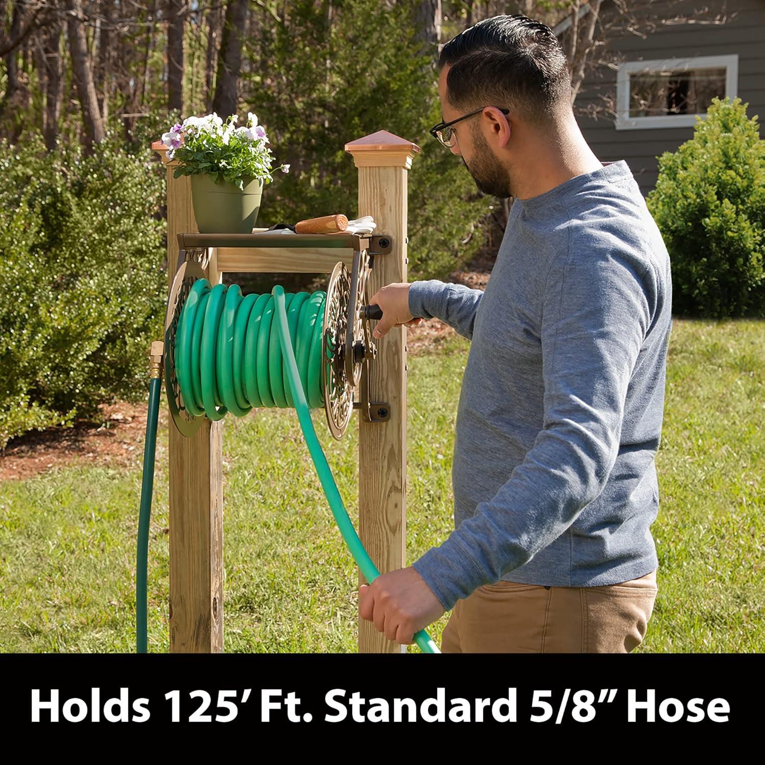 Liberty Garden LBG-704 125' Steel Decorative Garden Hose Wall Mounted Reel