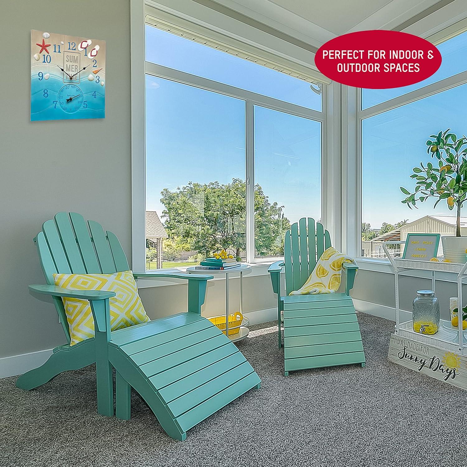 Taylor Summertime Poly Resin Clock and Thermometer,14 Inch, Blue & Reviews | Wayfair