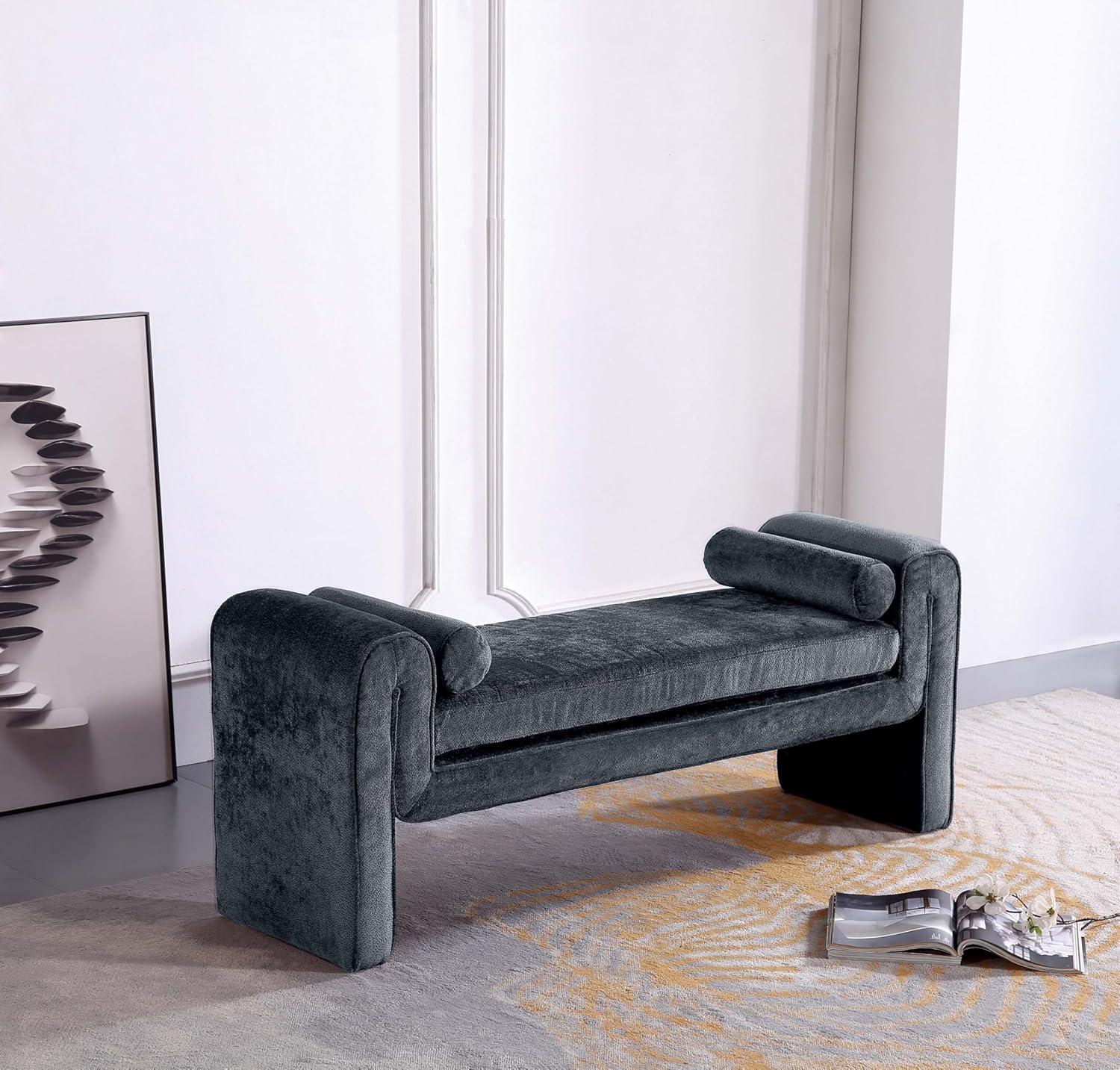 Manhattan Comfort 59" Concord Modern Chenille Upholstered Bench Terracotta